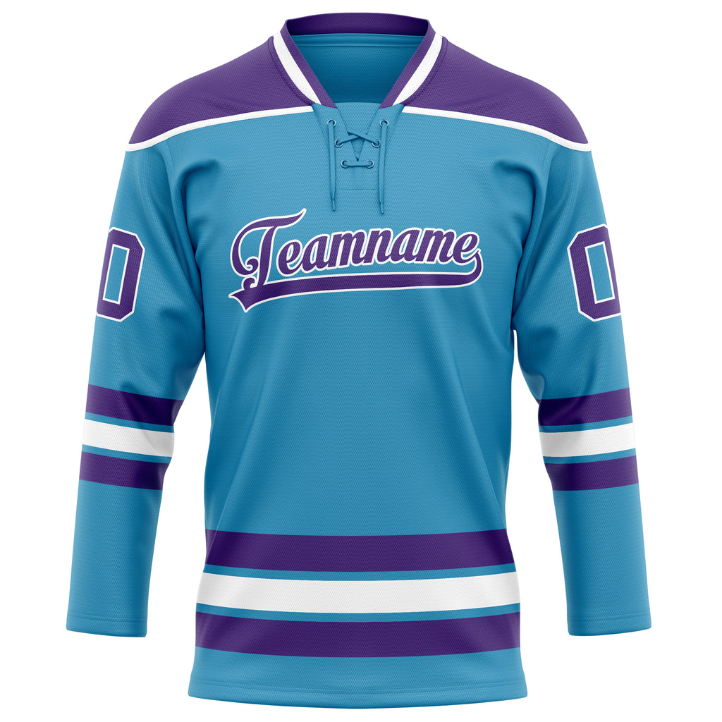 Personalized Panther & Blue Purple Solid Colour Hockey Jersey