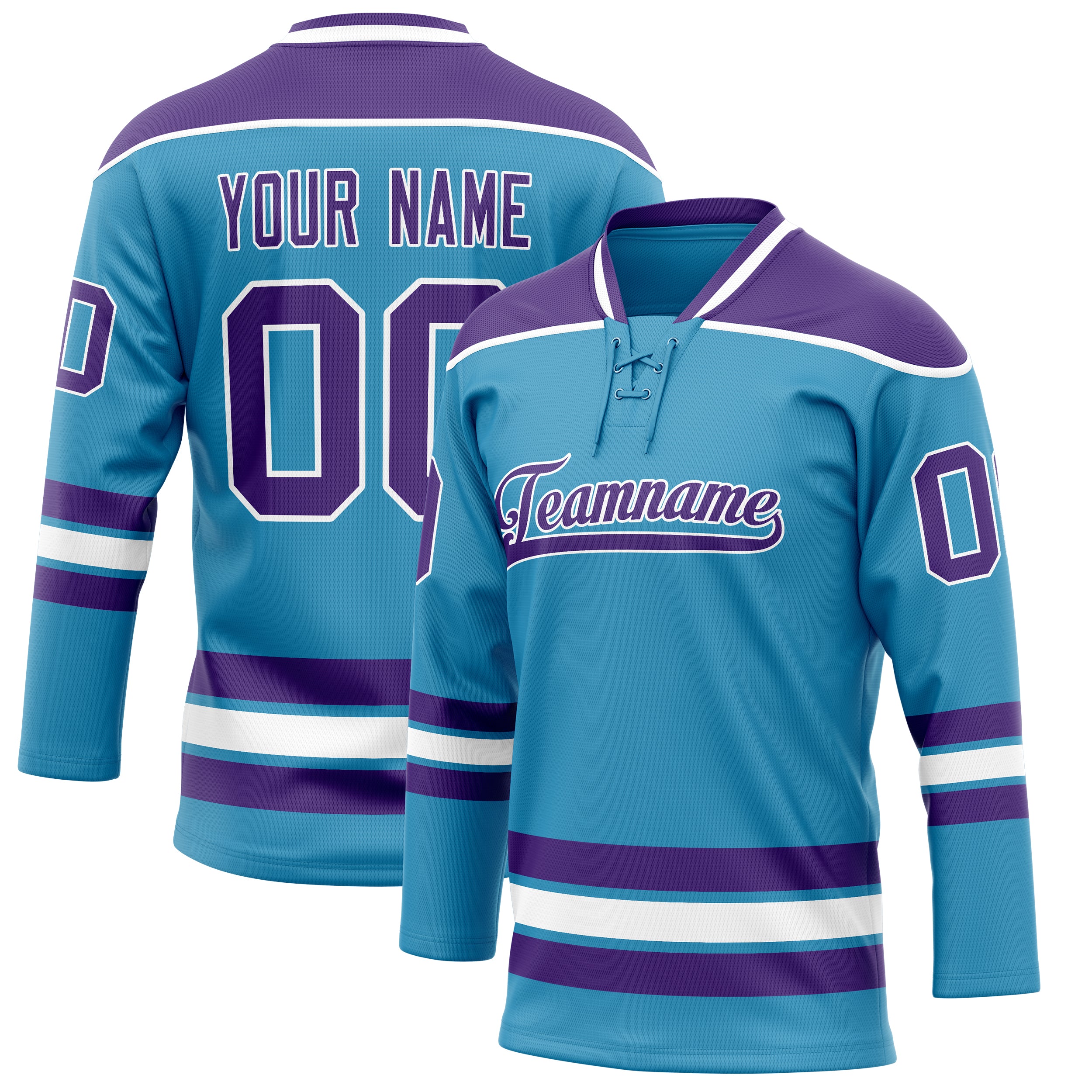 Personalized Panther & Blue Purple Solid Colour Hockey Jersey