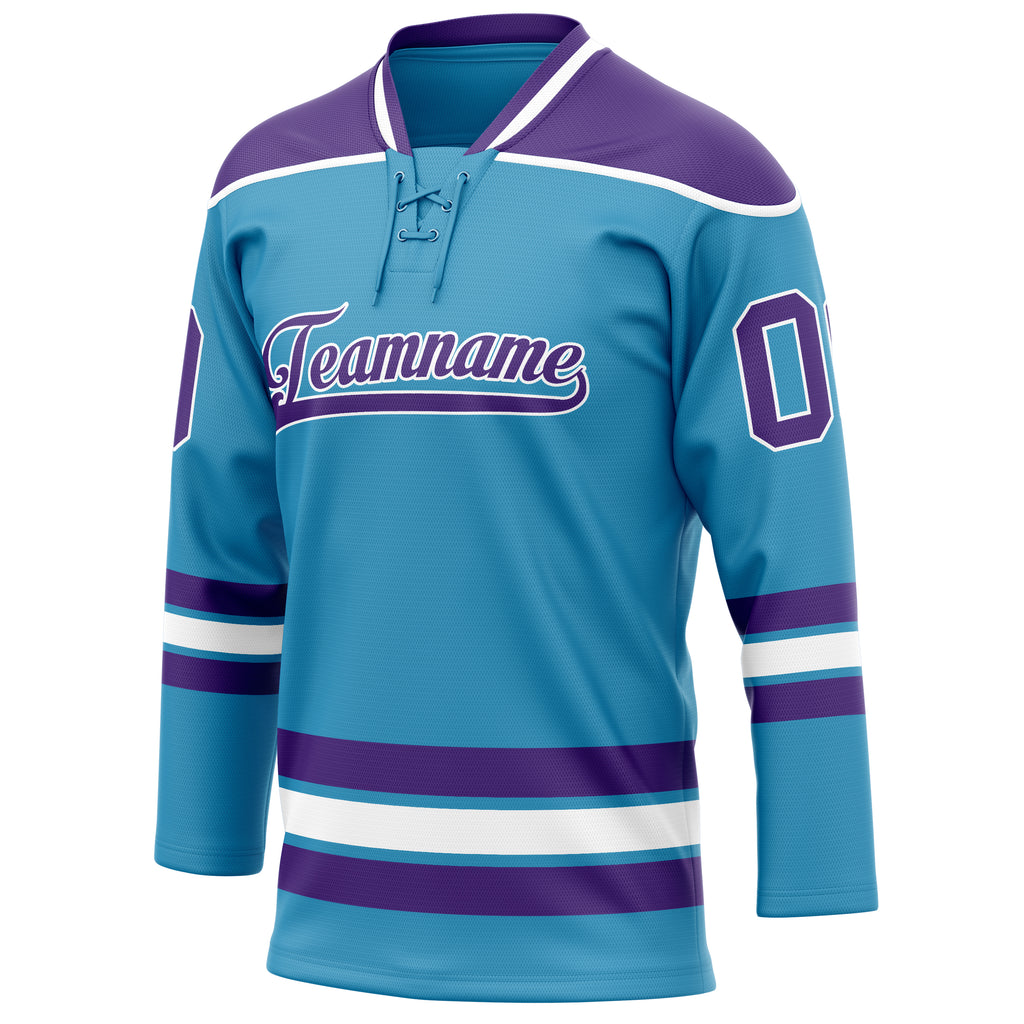 Personalized Panther & Blue Purple Solid Colour Hockey Jersey