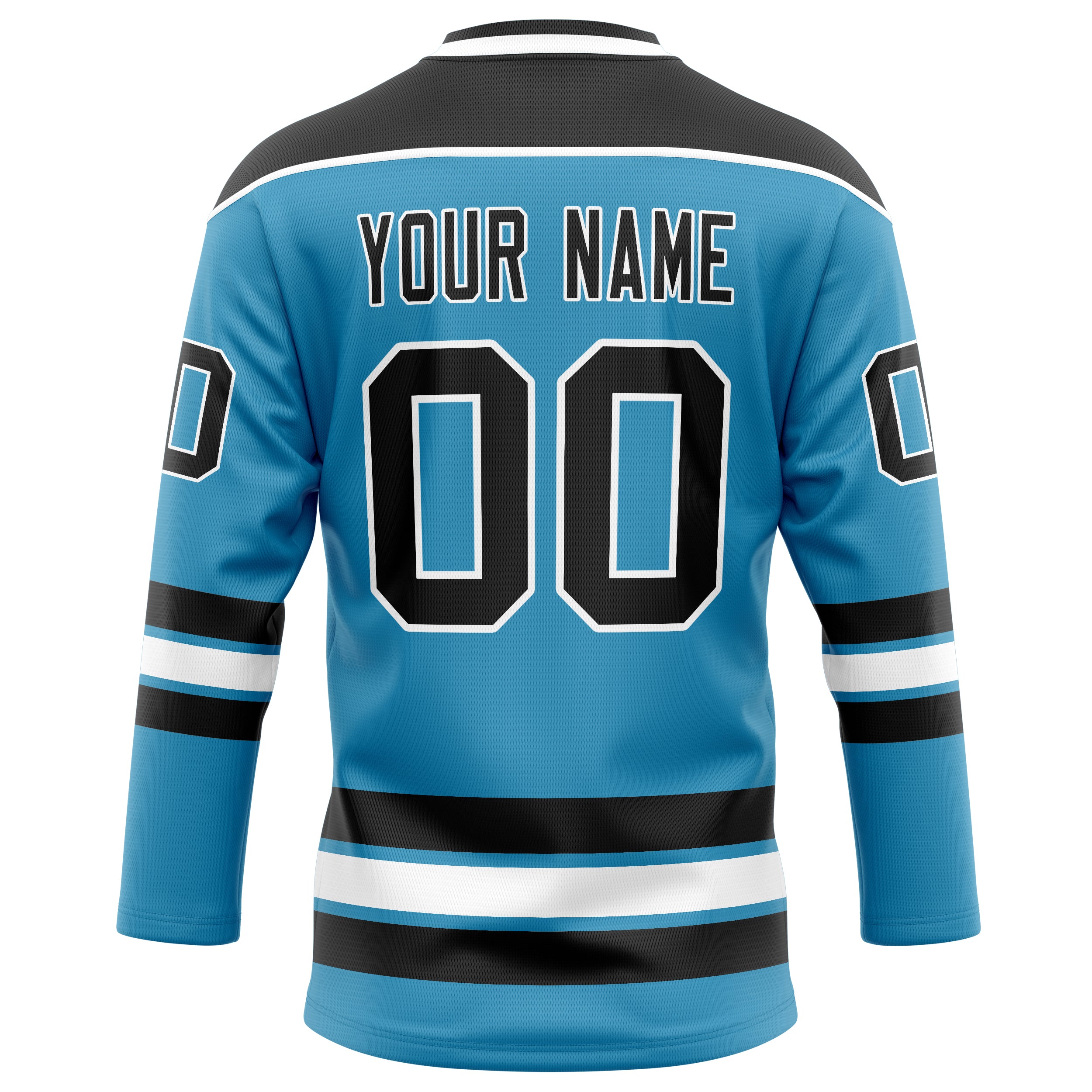 Personalized Panther & Blue Black Solid Colour Hockey Jersey