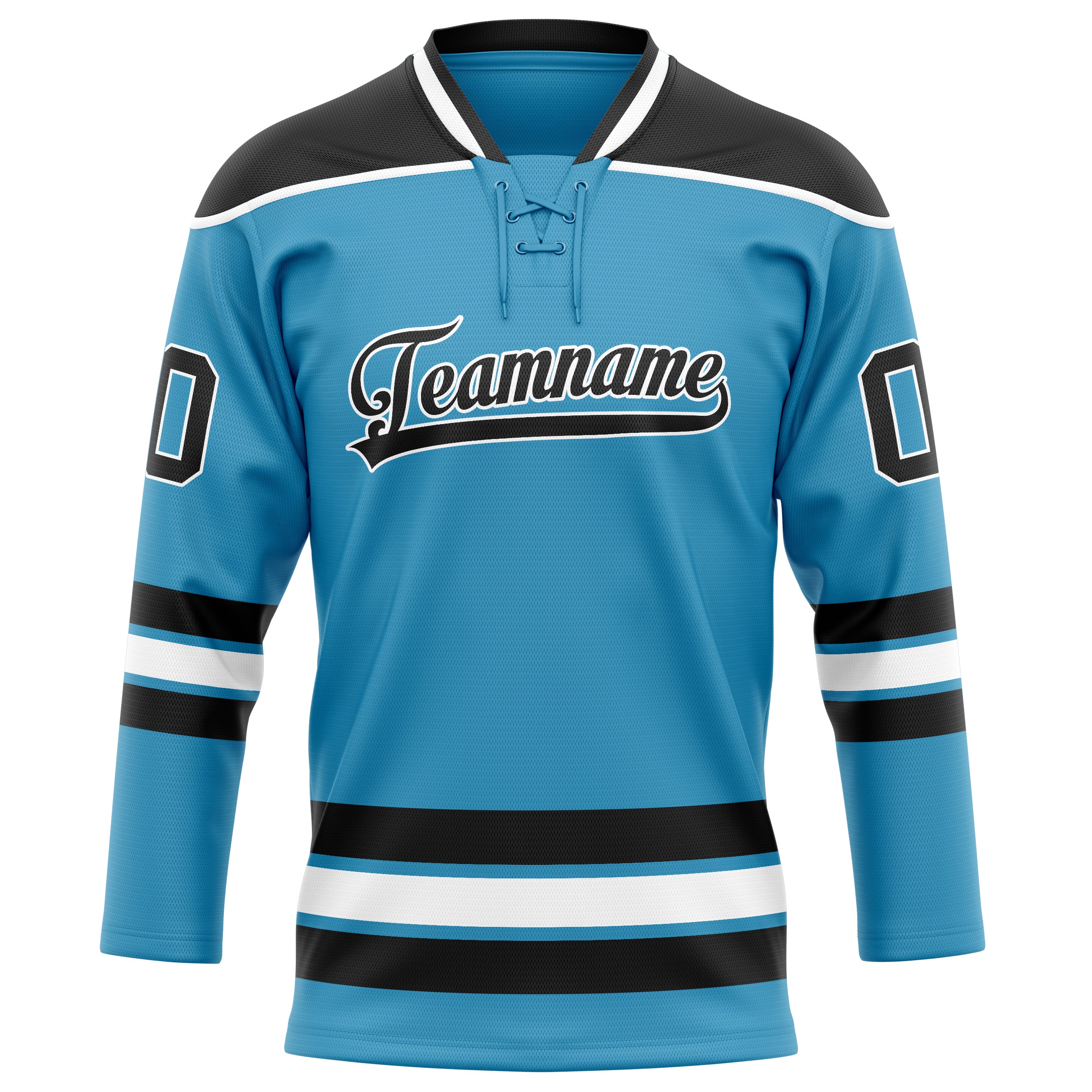 Personalized Panther & Blue Black Solid Colour Hockey Jersey