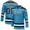 Personalized Panther & Blue Black Solid Colour Hockey Jersey