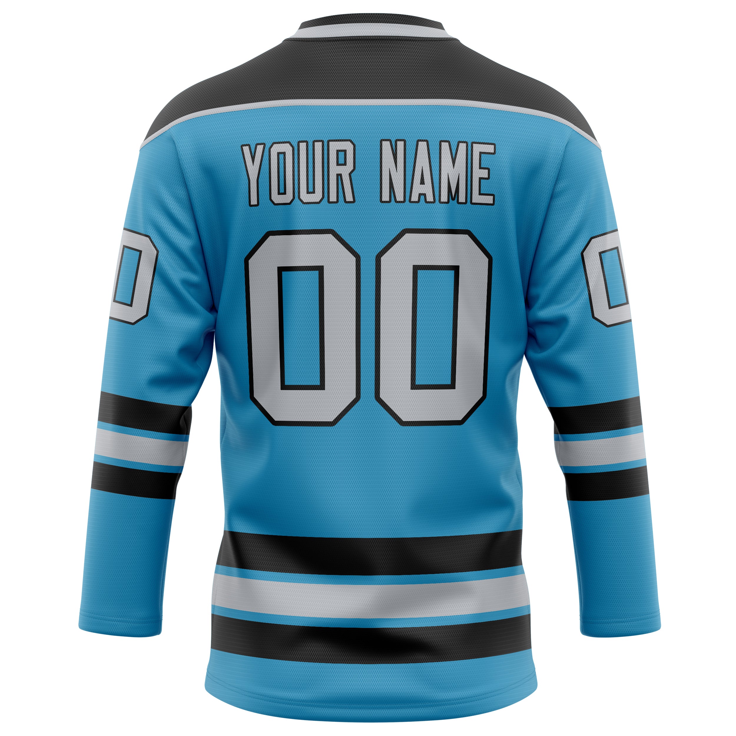 Personalized Panther & Blue Black Solid Colour Hockey Jersey