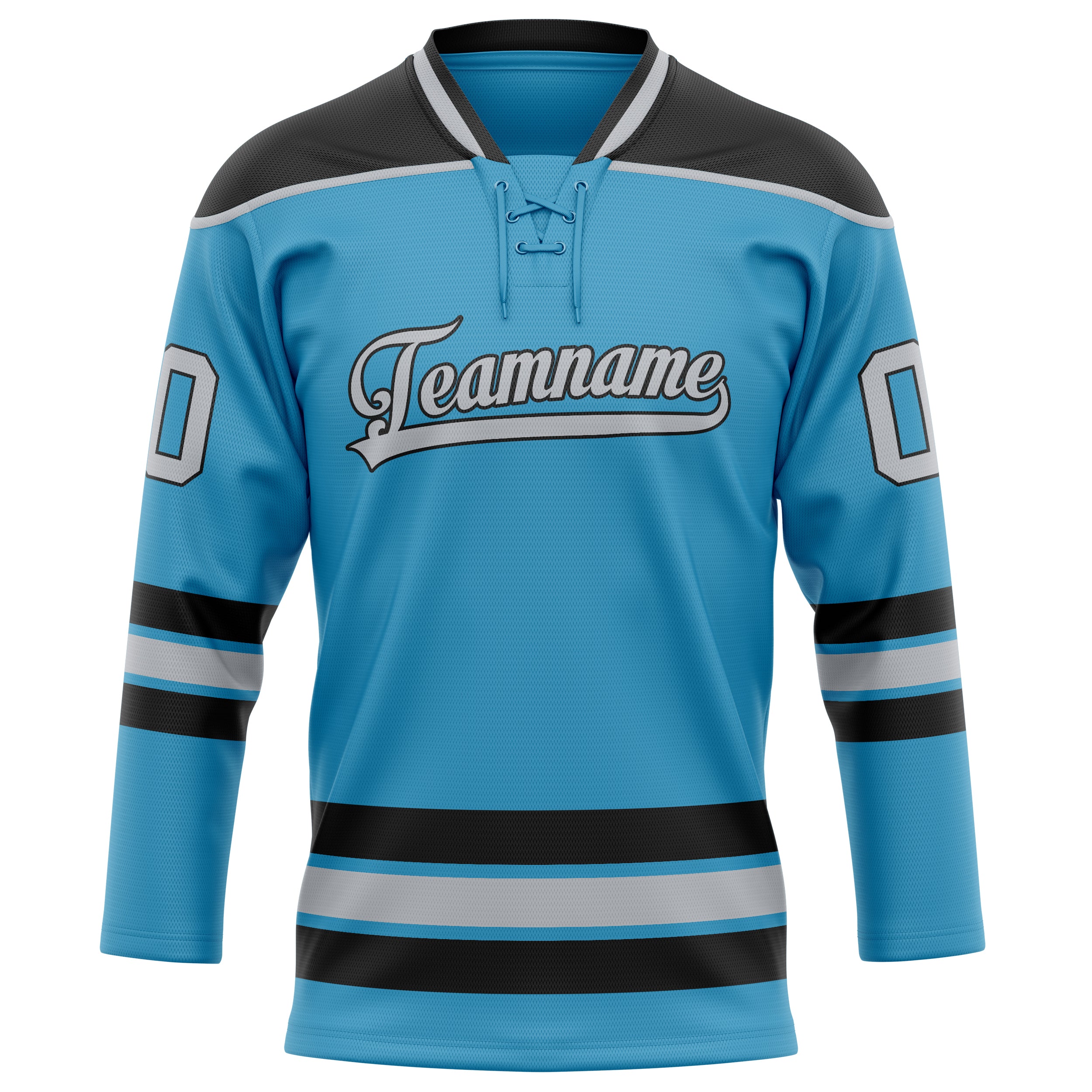 Personalized Panther & Blue Black Solid Colour Hockey Jersey