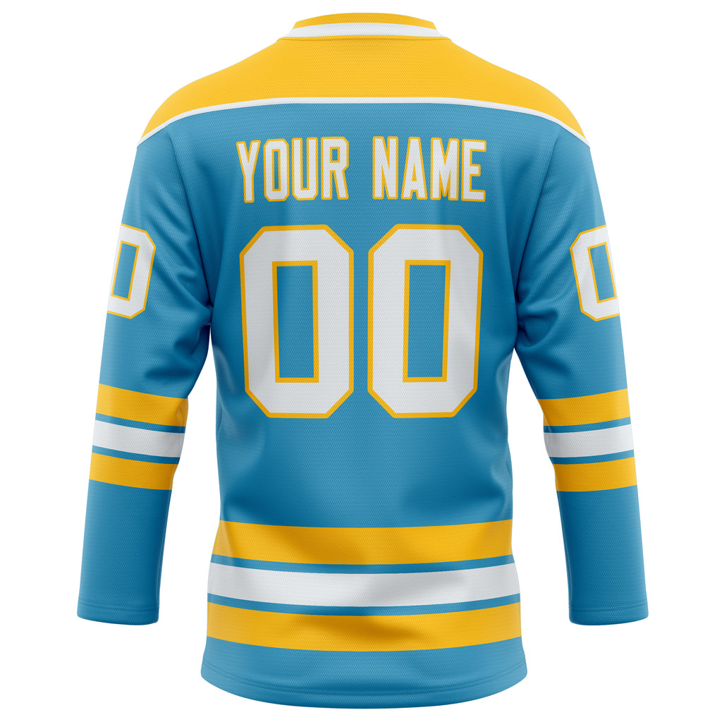 Personalized Panther & Blue Gold Solid Colour Hockey Jersey