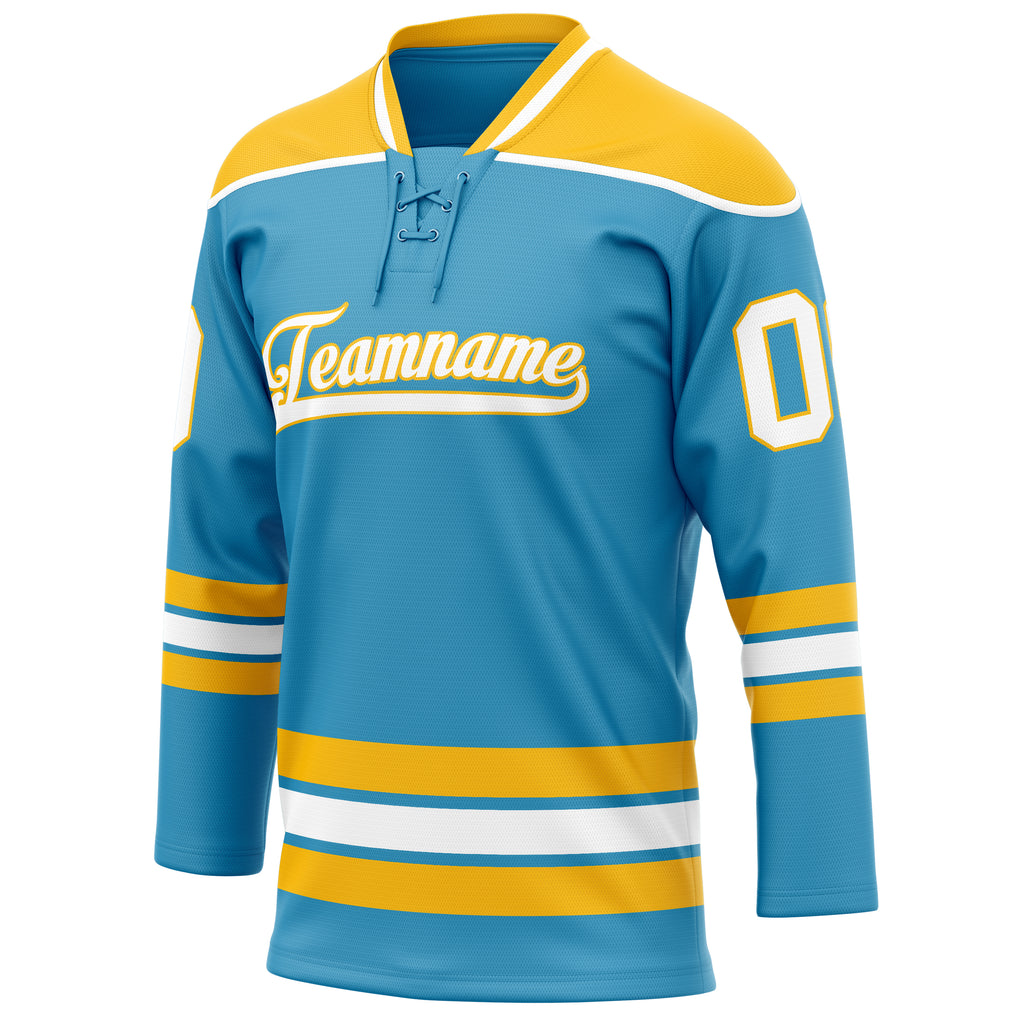 Personalized Panther & Blue Gold Solid Colour Hockey Jersey