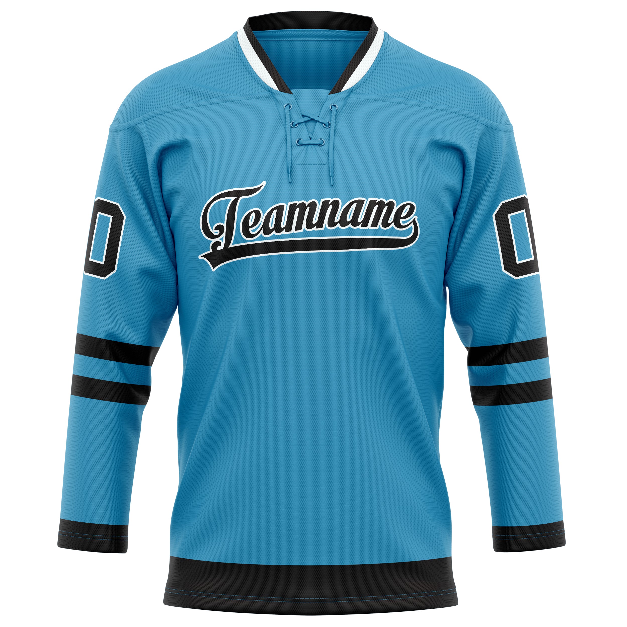 Personalized Panther & Blue Black Solid Colour Hockey Jersey