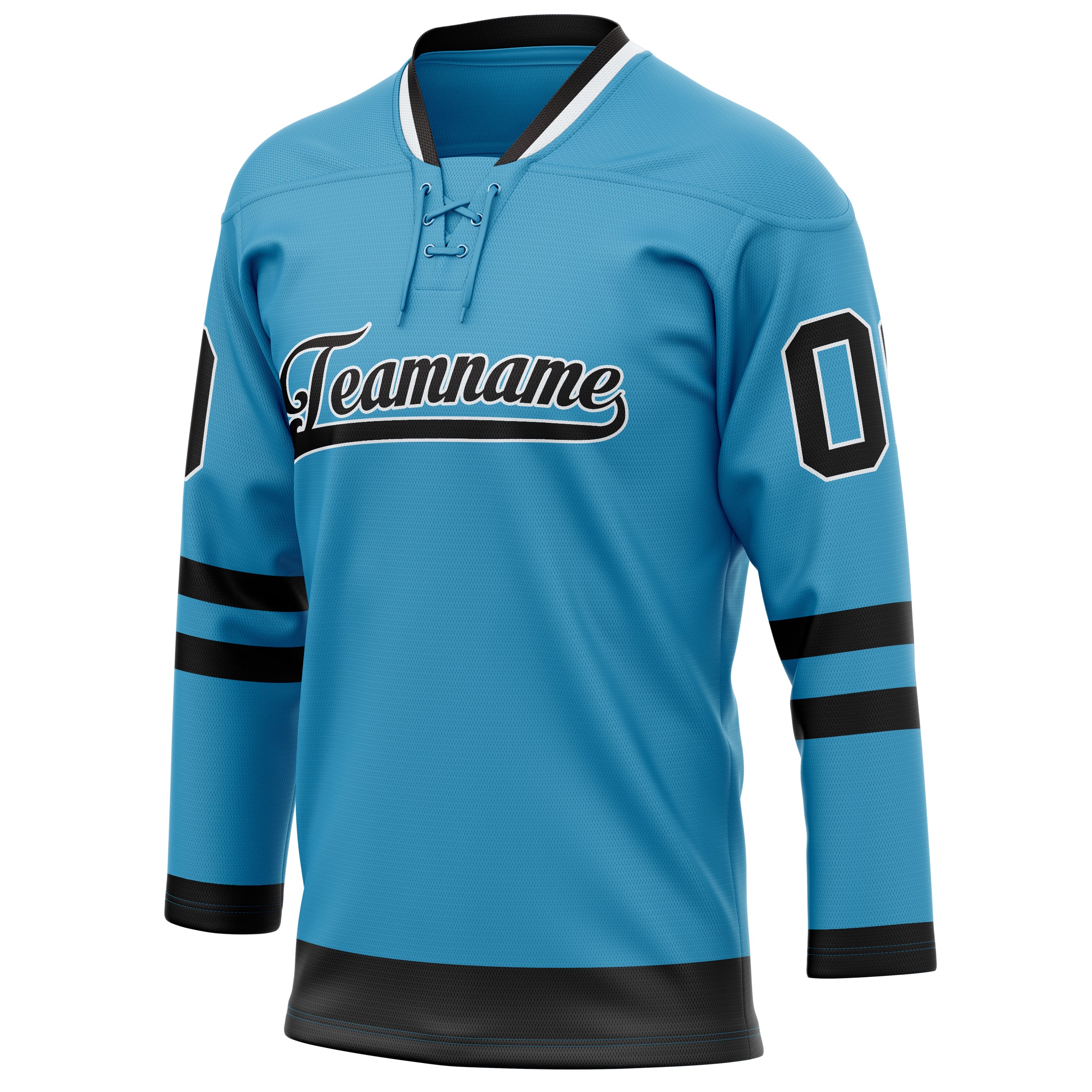 Personalized Panther & Blue Black Solid Colour Hockey Jersey