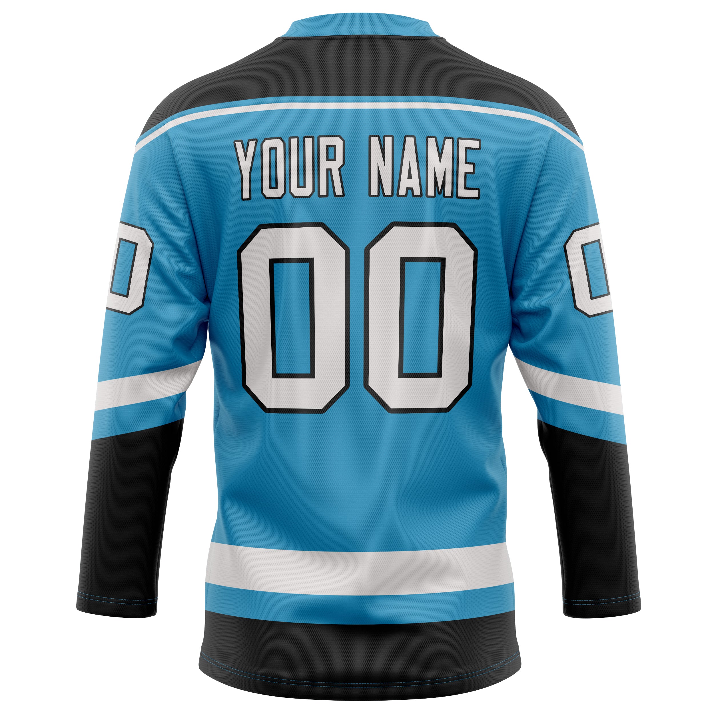 Personalized Panther & Blue Black Solid Colour Hockey Jersey