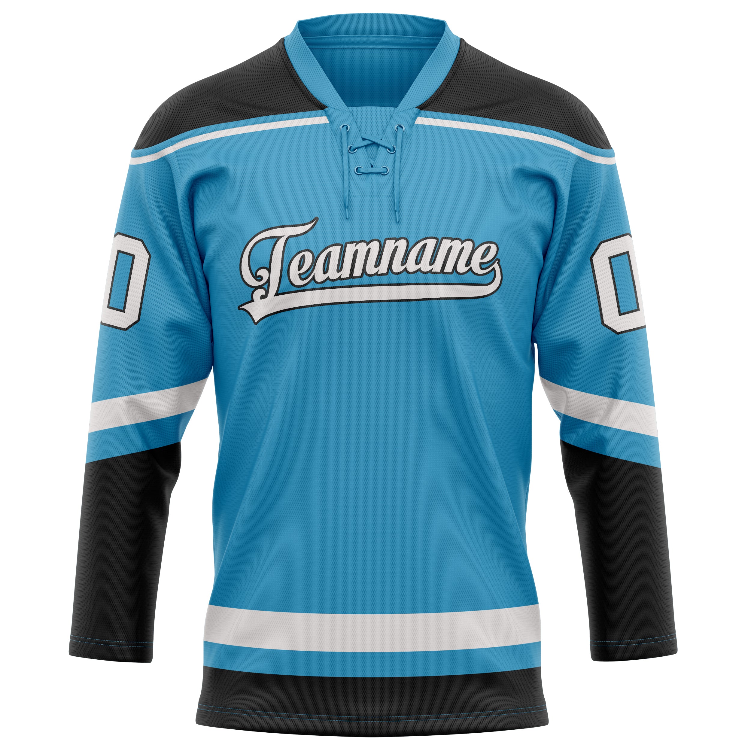 Personalized Panther & Blue Black Solid Colour Hockey Jersey