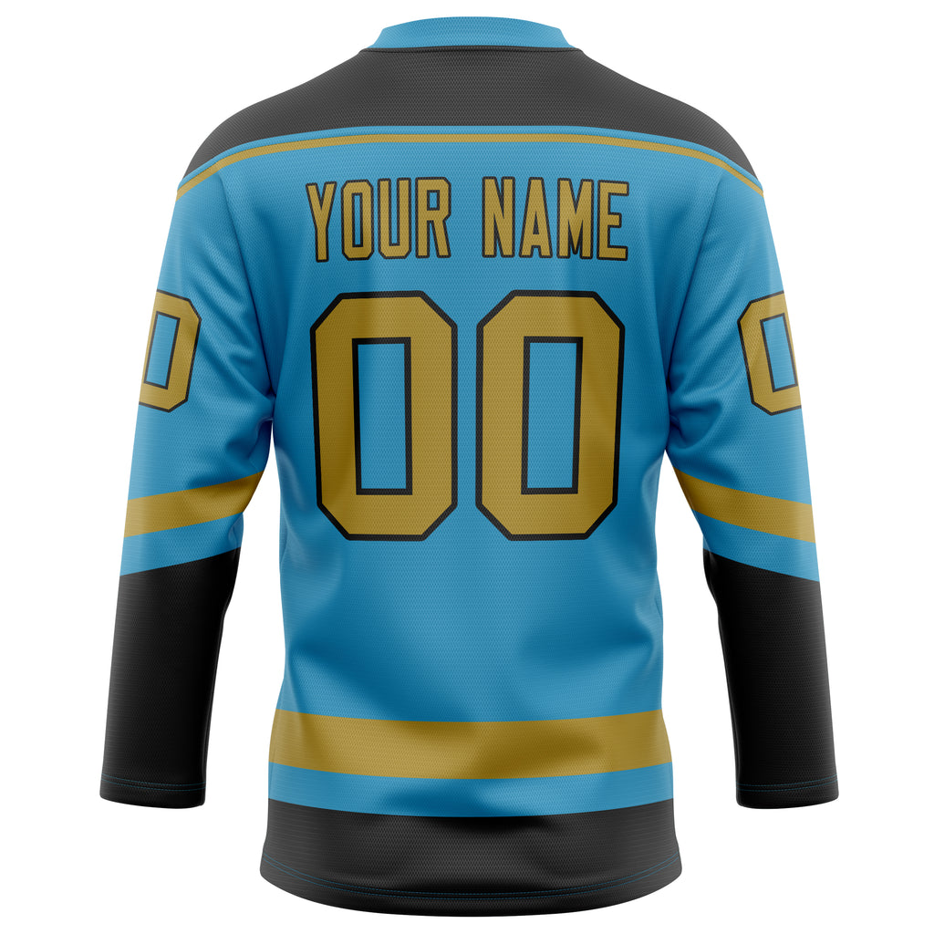 Personalized Panther & Blue Old Gold Solid Colour Hockey Jersey