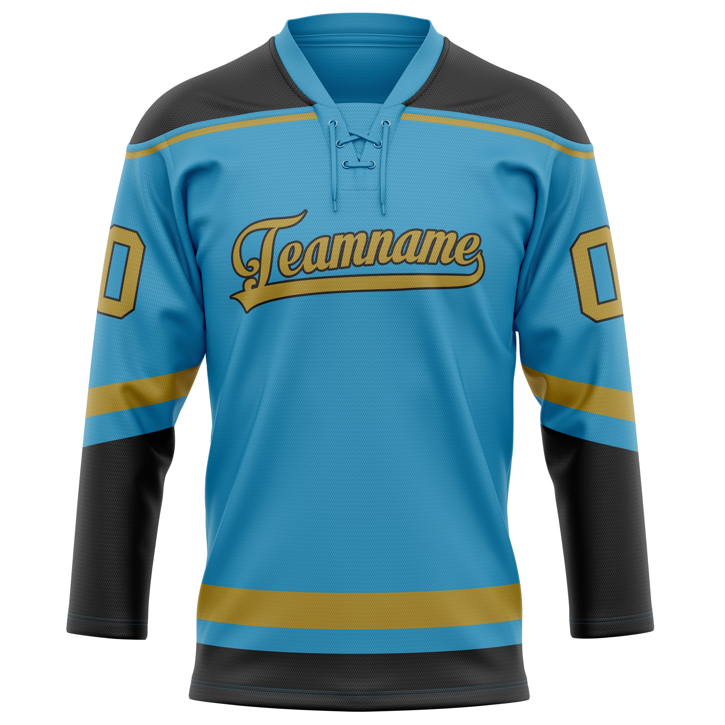 Personalized Panther & Blue Old Gold Solid Colour Hockey Jersey