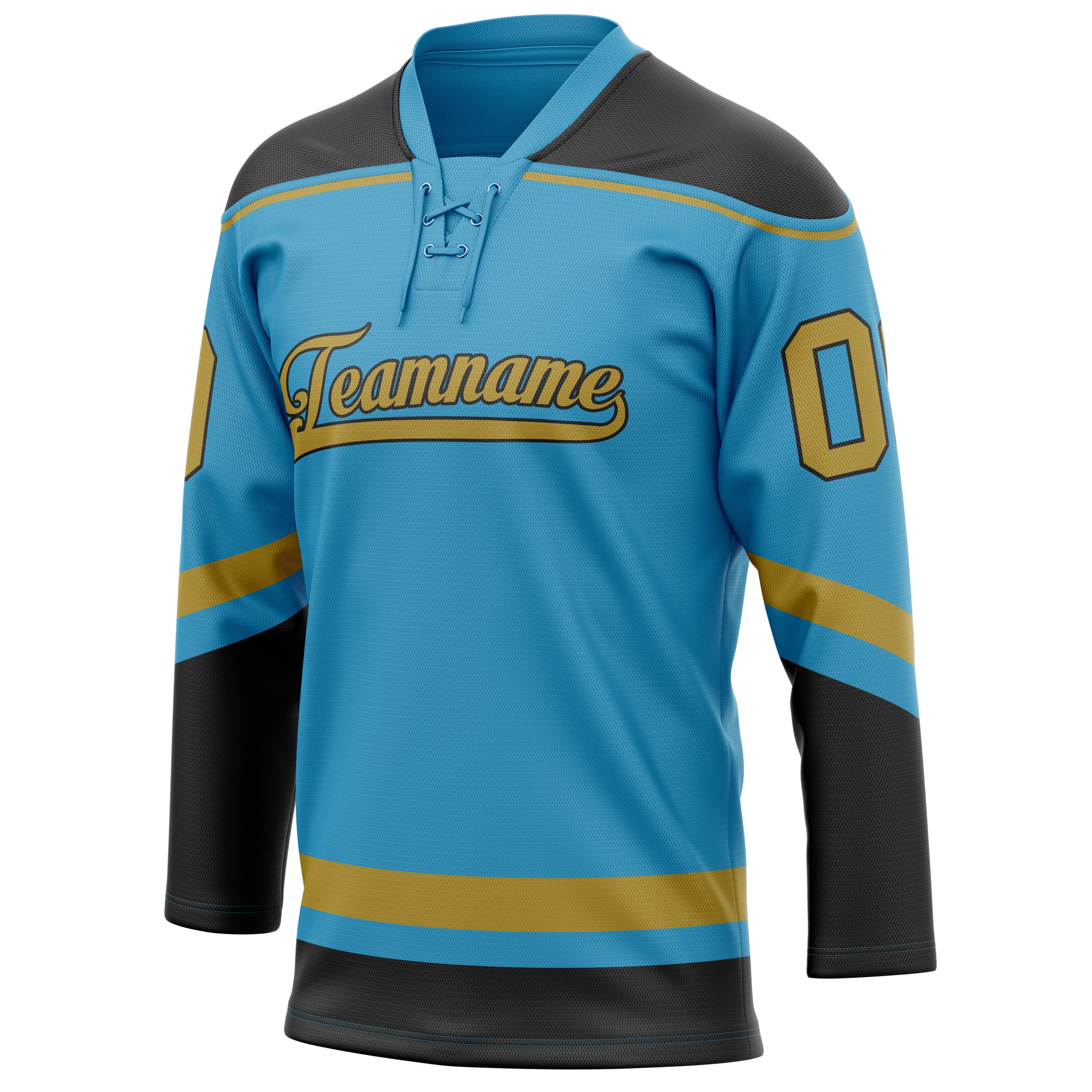 Personalized Panther & Blue Old Gold Solid Colour Hockey Jersey