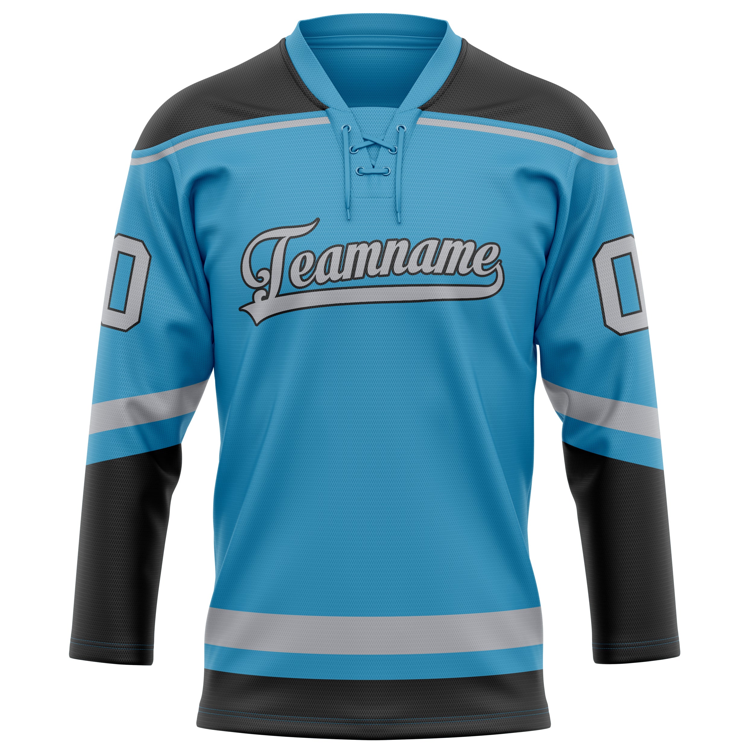 Personalized Panther & Blue Gray Solid Colour Hockey Jersey
