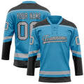 Personalized Panther & Blue Gray Solid Colour Hockey Jersey