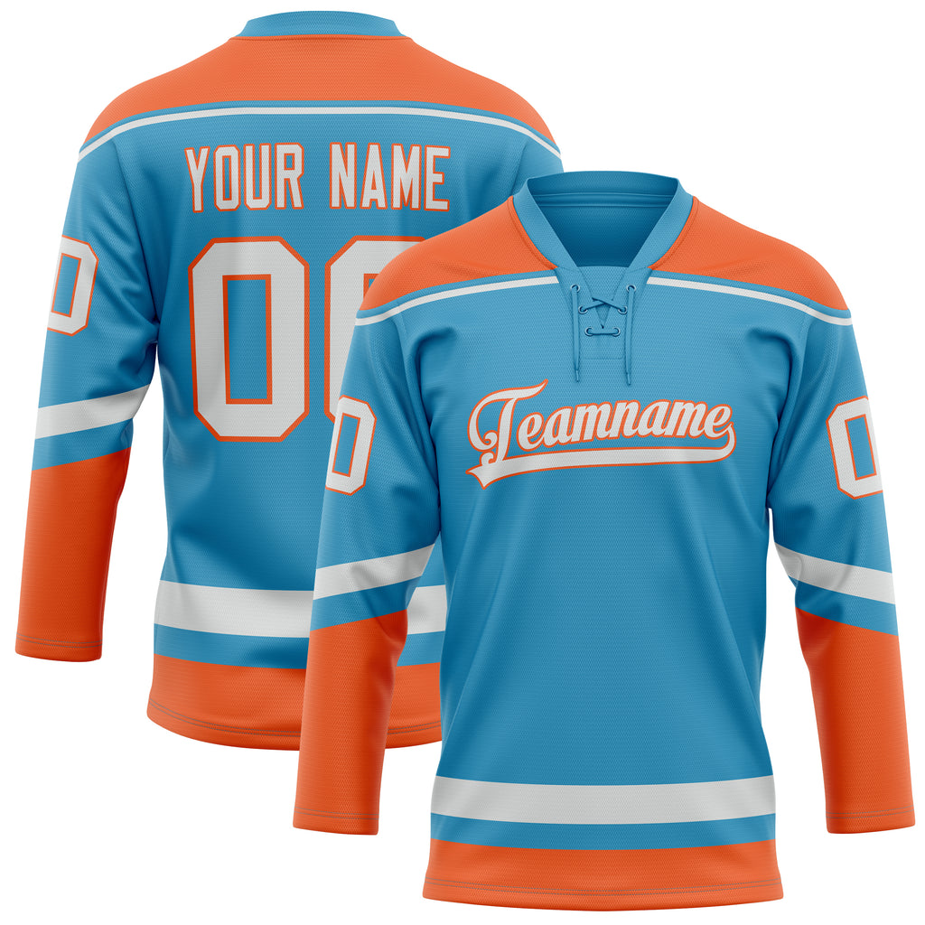 Personalized Panther & Blue Orange Solid Colour Hockey Jersey