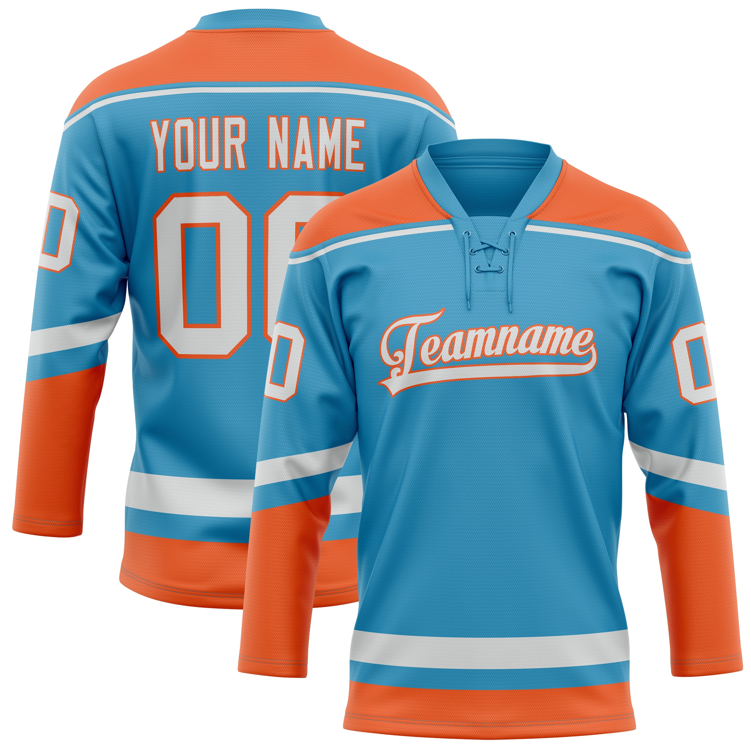 Personalized Panther & Blue Orange Solid Colour Hockey Jersey