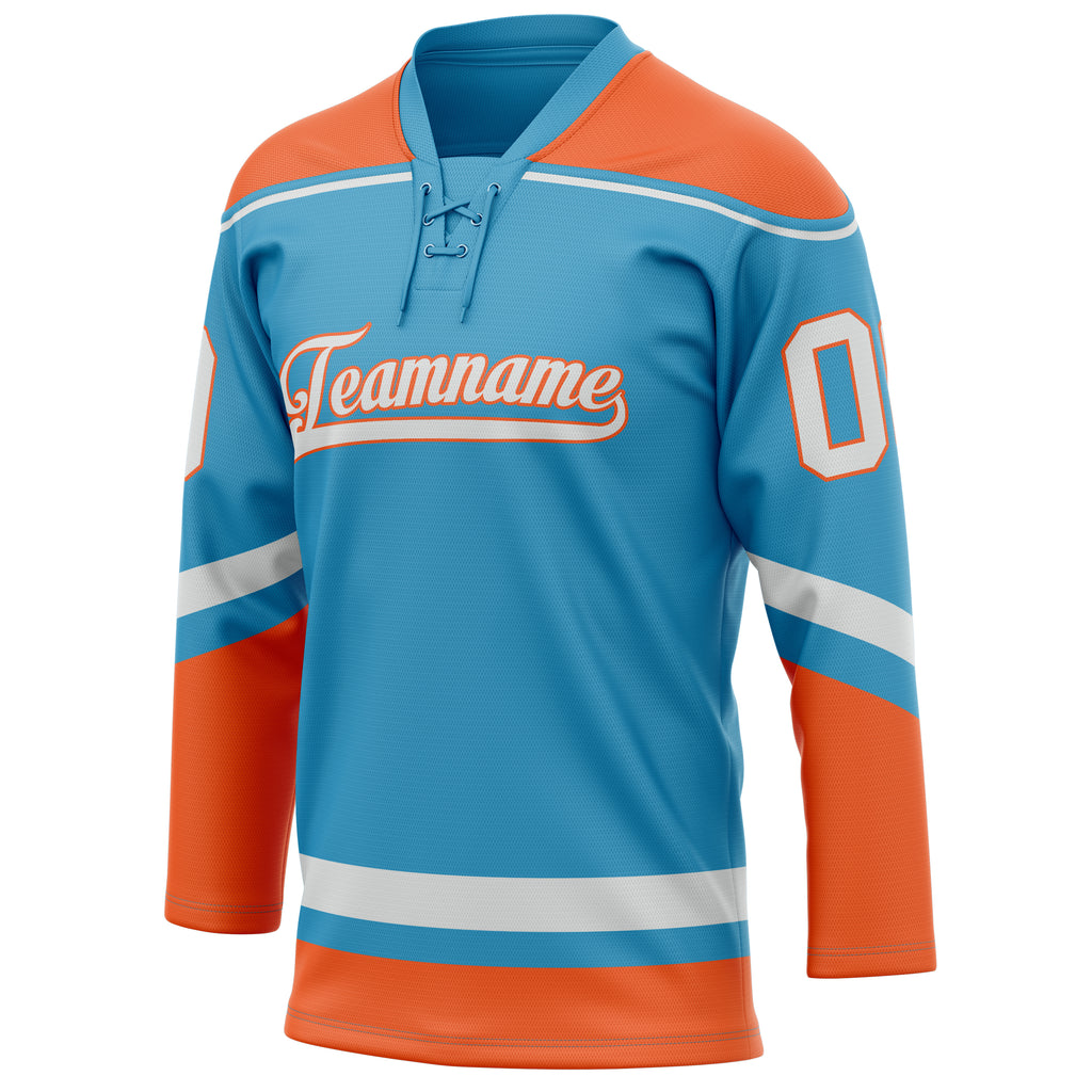 Personalized Panther & Blue Orange Solid Colour Hockey Jersey