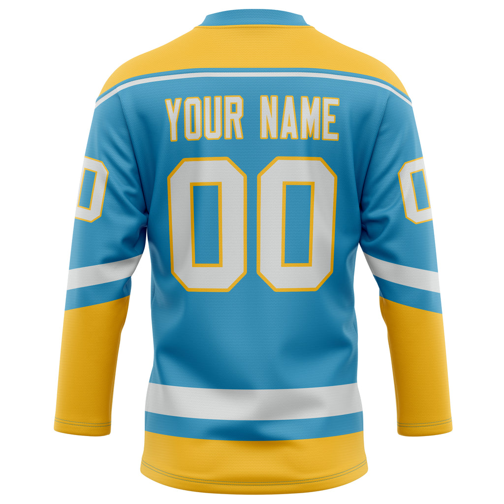 Personalized Panther & Blue Gold Solid Colour Hockey Jersey