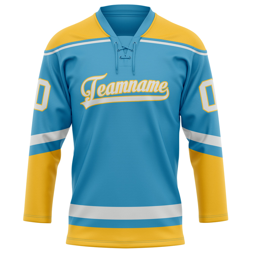 Personalized Panther & Blue Gold Solid Colour Hockey Jersey