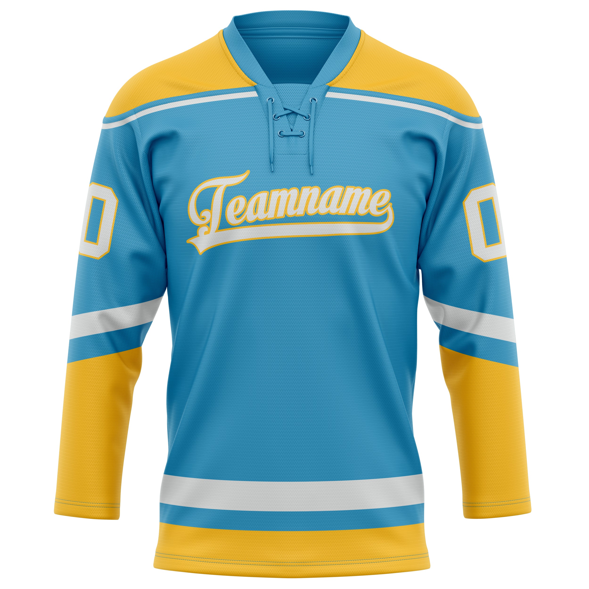 Personalized Panther & Blue Gold Solid Colour Hockey Jersey