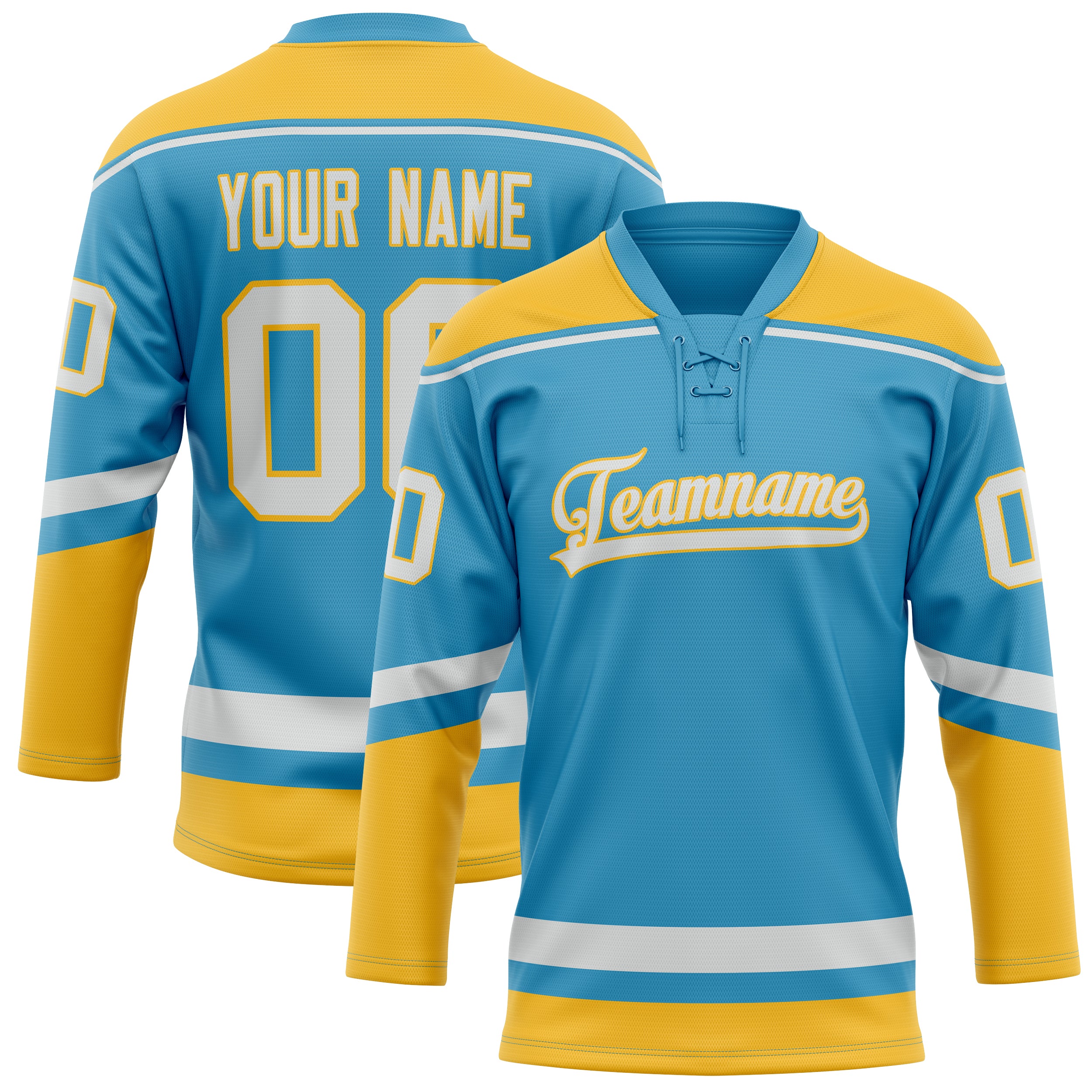 Personalized Panther & Blue Gold Solid Colour Hockey Jersey