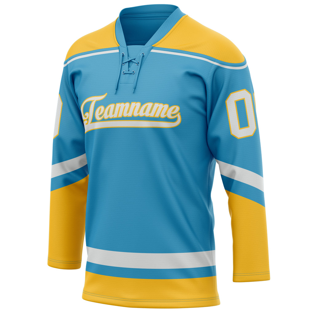 Personalized Panther & Blue Gold Solid Colour Hockey Jersey