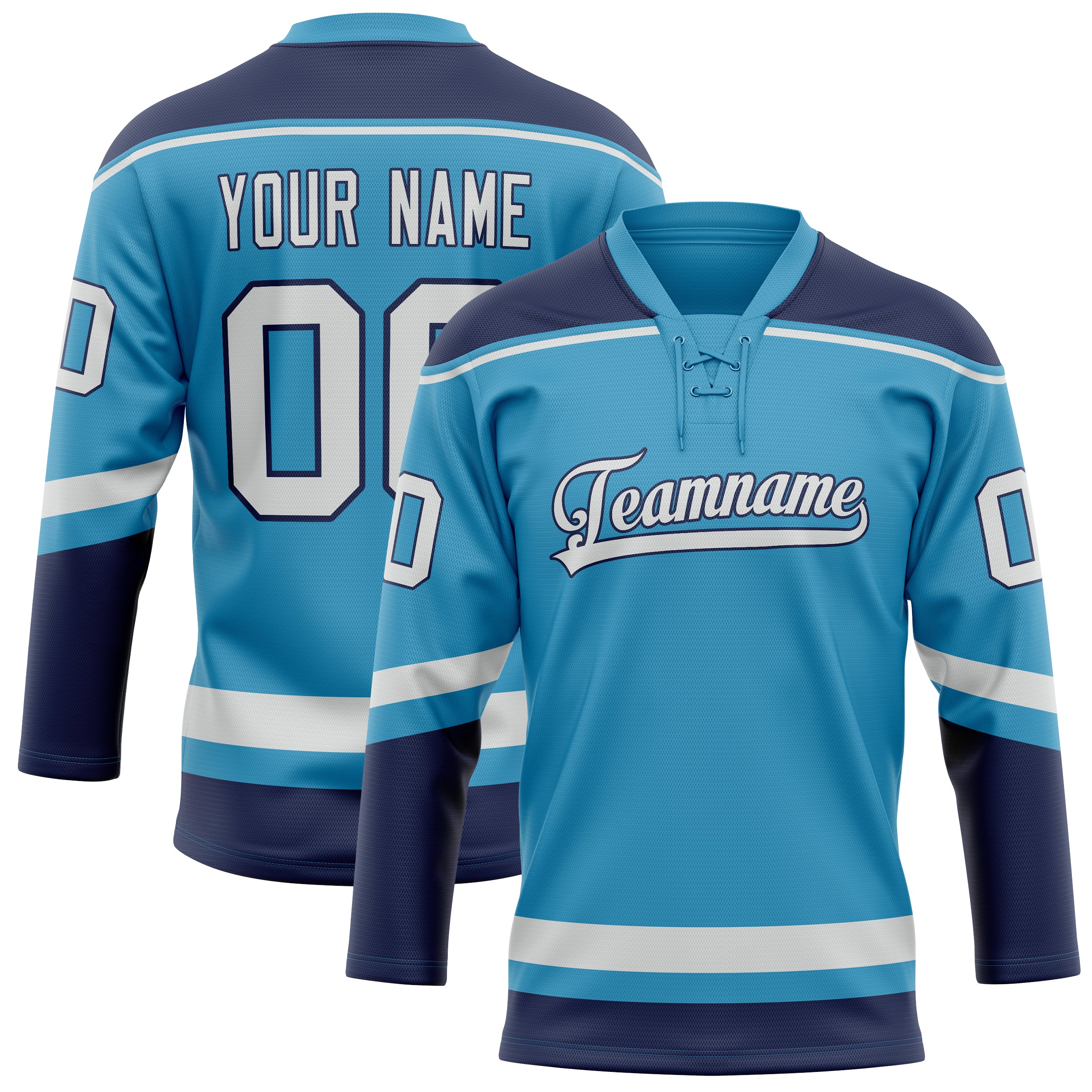 Personalized Panther & Blue Navy Solid Colour Hockey Jersey