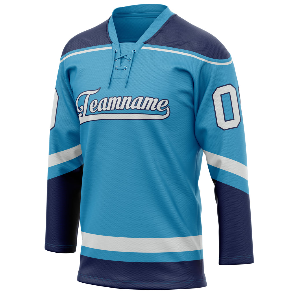 Personalized Panther & Blue Navy Solid Colour Hockey Jersey