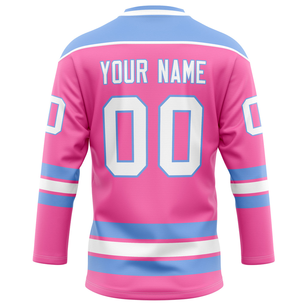 Personalized Pink & Light Blue Solid Colour Hockey Jersey