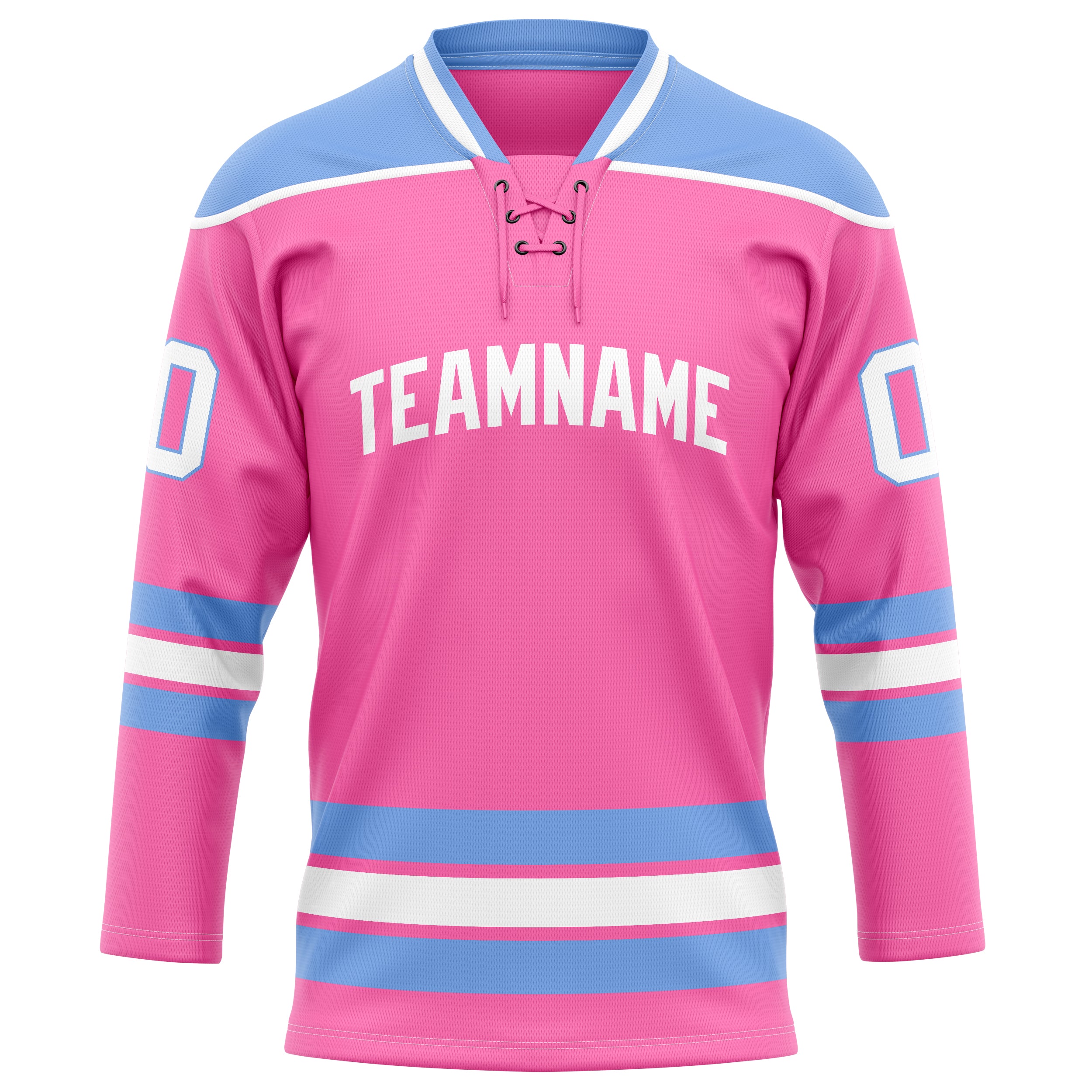 Personalized Pink & Light Blue Solid Colour Hockey Jersey