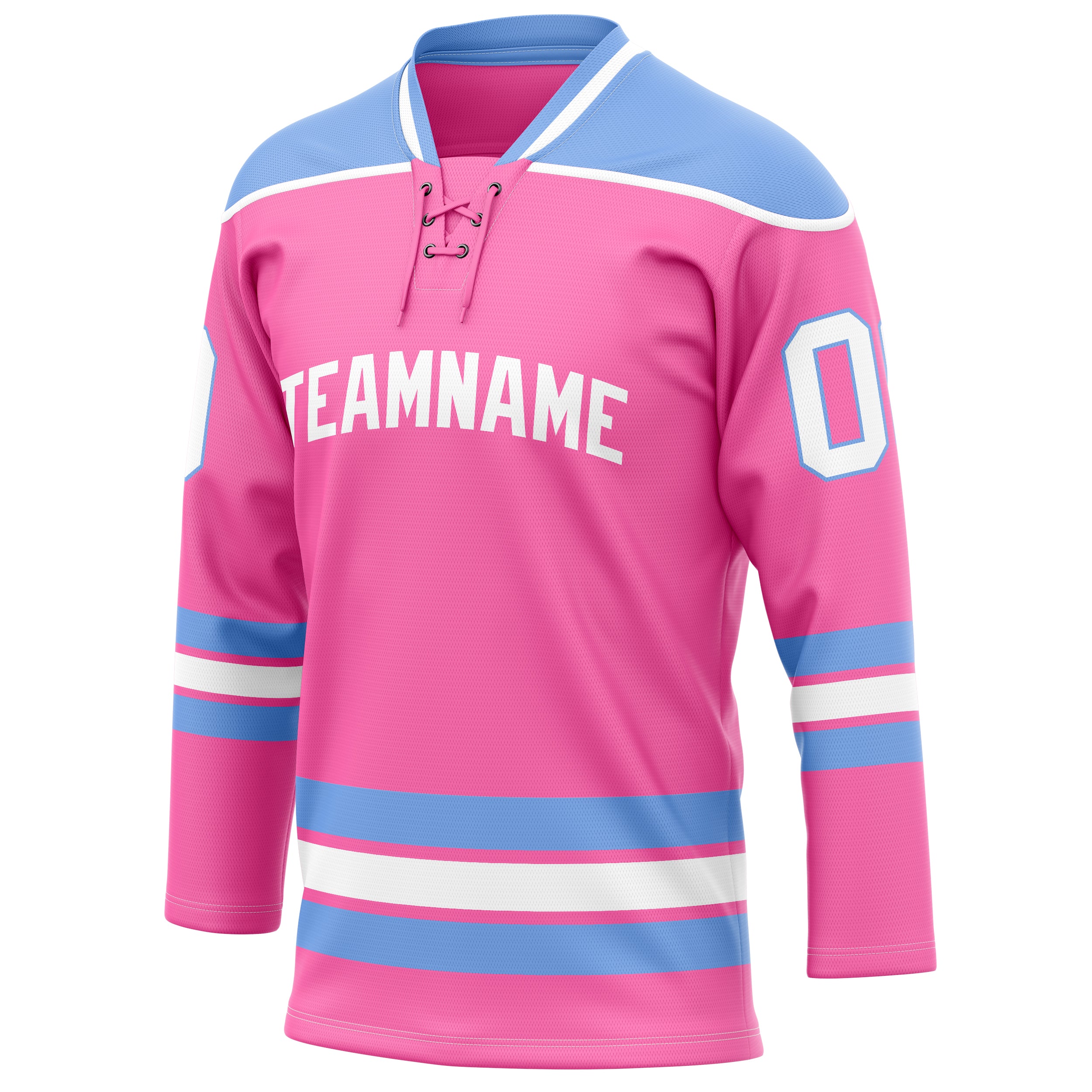 Personalized Pink & Light Blue Solid Colour Hockey Jersey