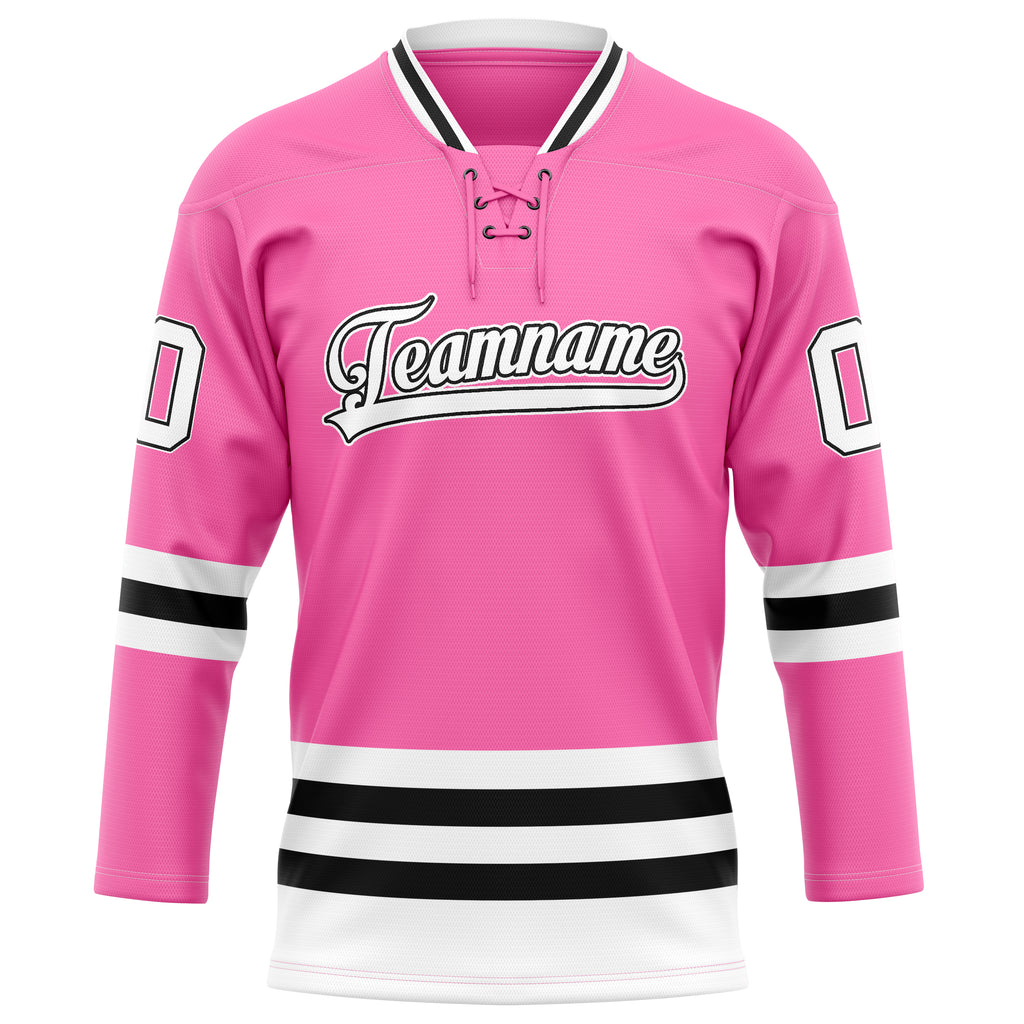 Personalized Pink & Black Solid Colour Hockey Jersey