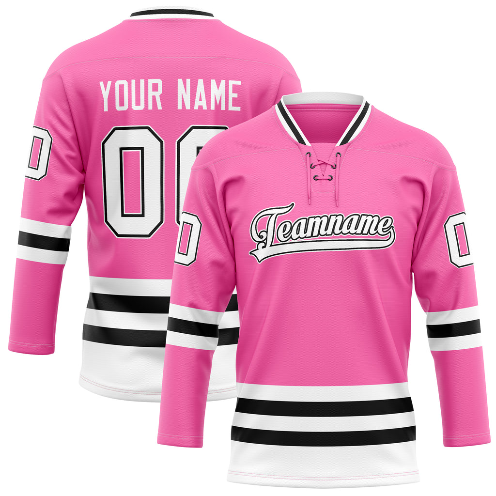 Personalized Pink & Black Solid Colour Hockey Jersey
