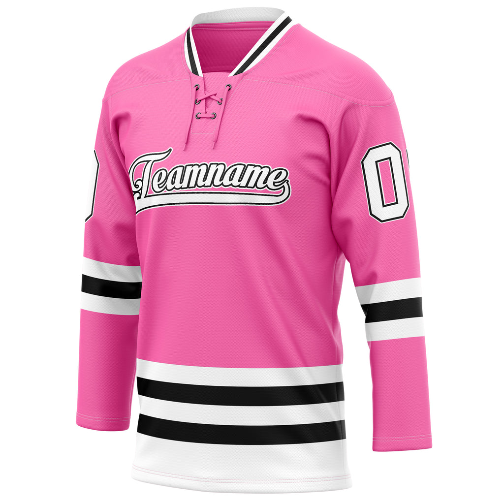 Personalized Pink & Black Solid Colour Hockey Jersey