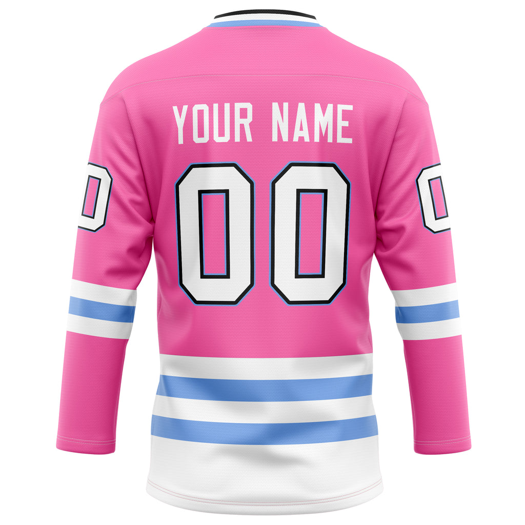 Personalized Pink & Light Blue Solid Colour Hockey Jersey