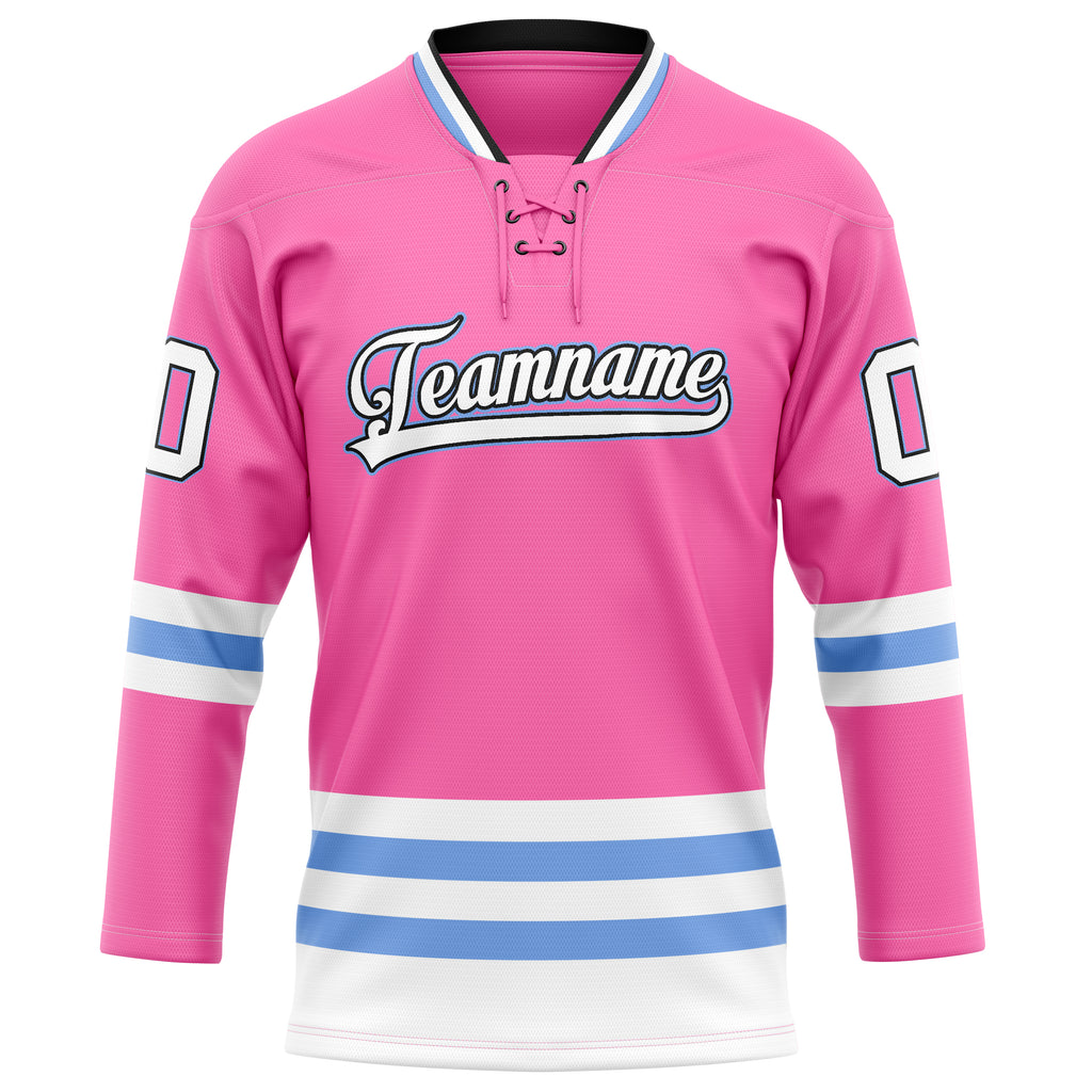 Personalized Pink & Light Blue Solid Colour Hockey Jersey