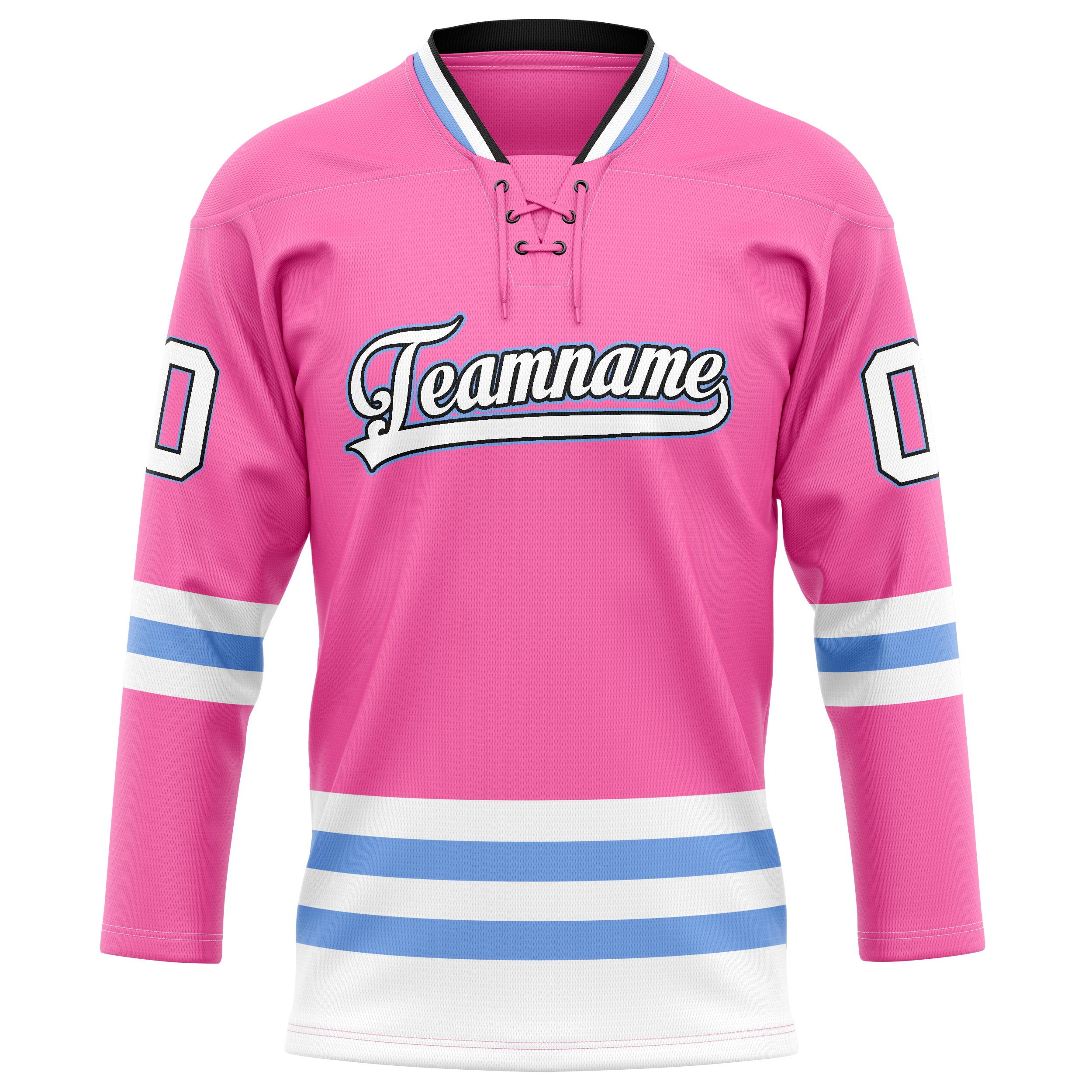 Personalized Pink & Light Blue Solid Colour Hockey Jersey