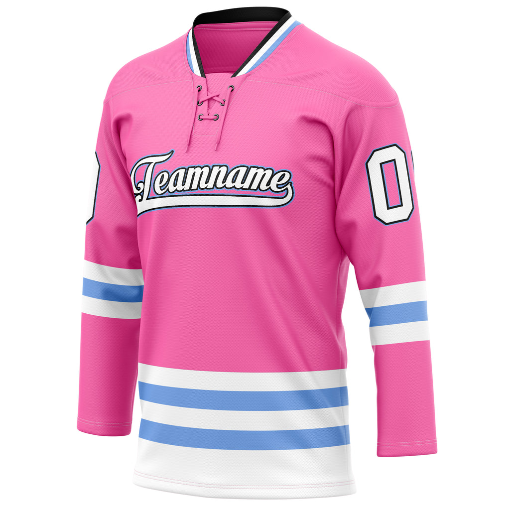 Personalized Pink & Light Blue Solid Colour Hockey Jersey