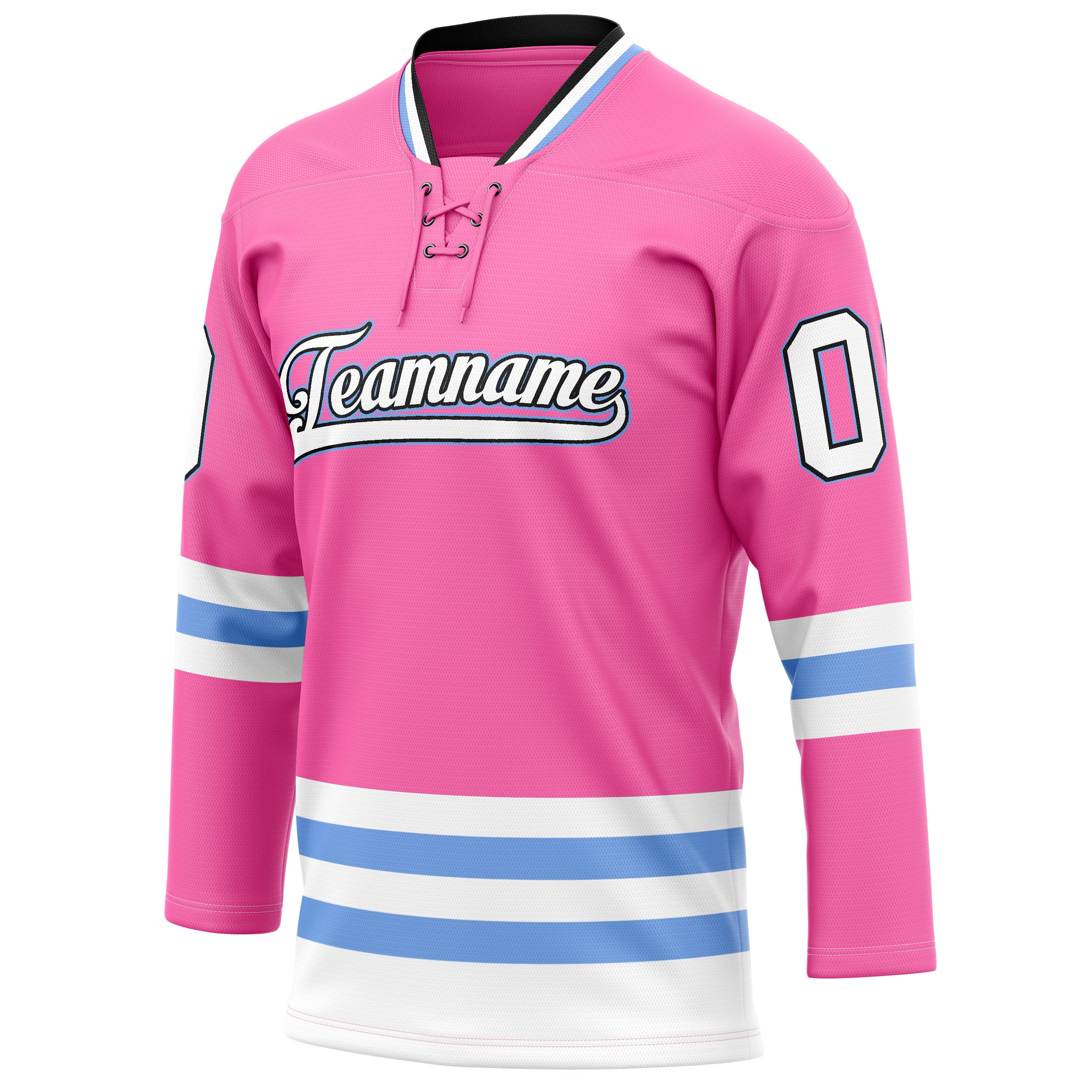 Personalized Pink & Light Blue Solid Colour Hockey Jersey