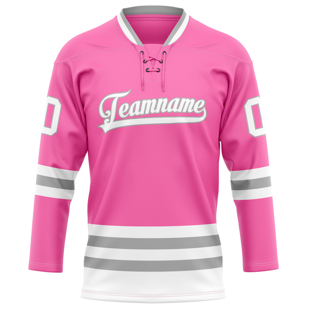 Personalized Pink & Gray Solid Colour Hockey Jersey