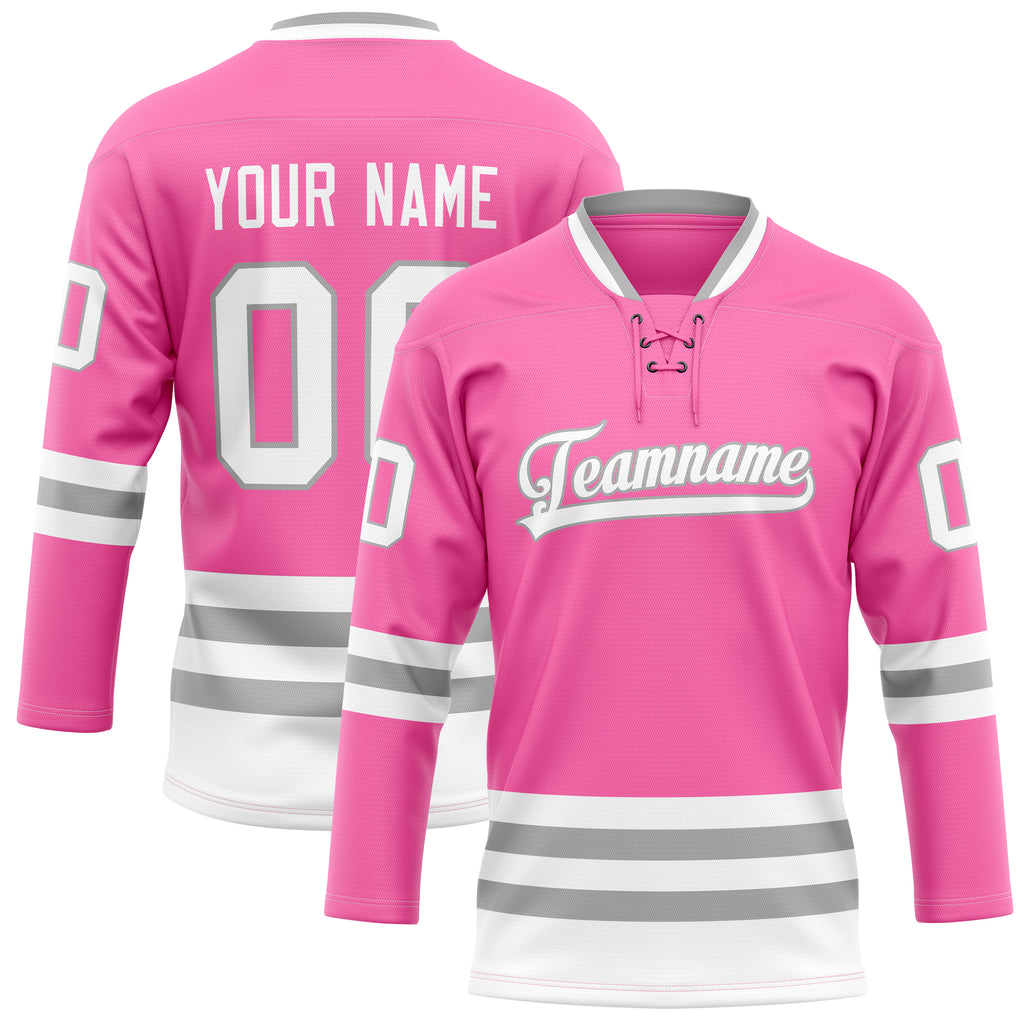 Personalized Pink & Gray Solid Colour Hockey Jersey
