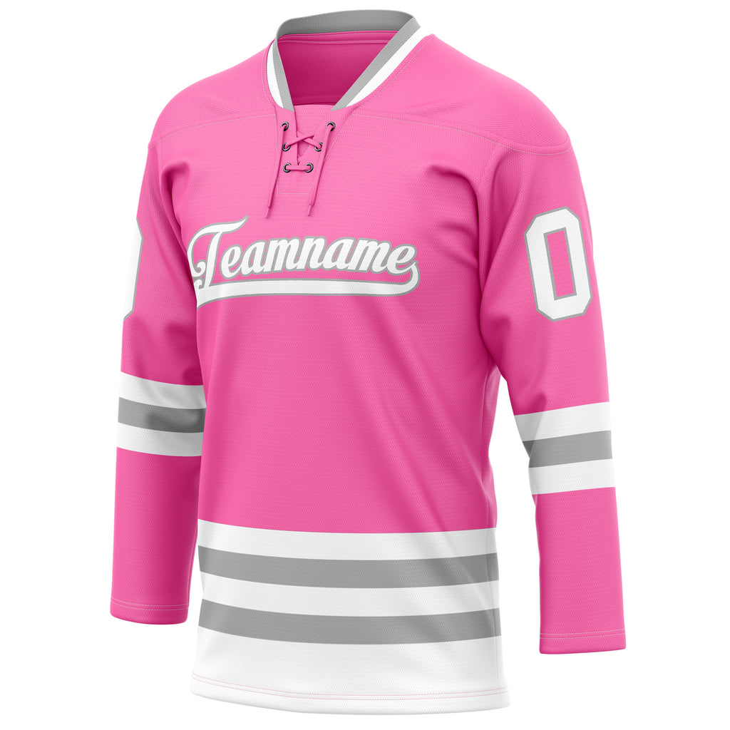 Personalized Pink & Gray Solid Colour Hockey Jersey