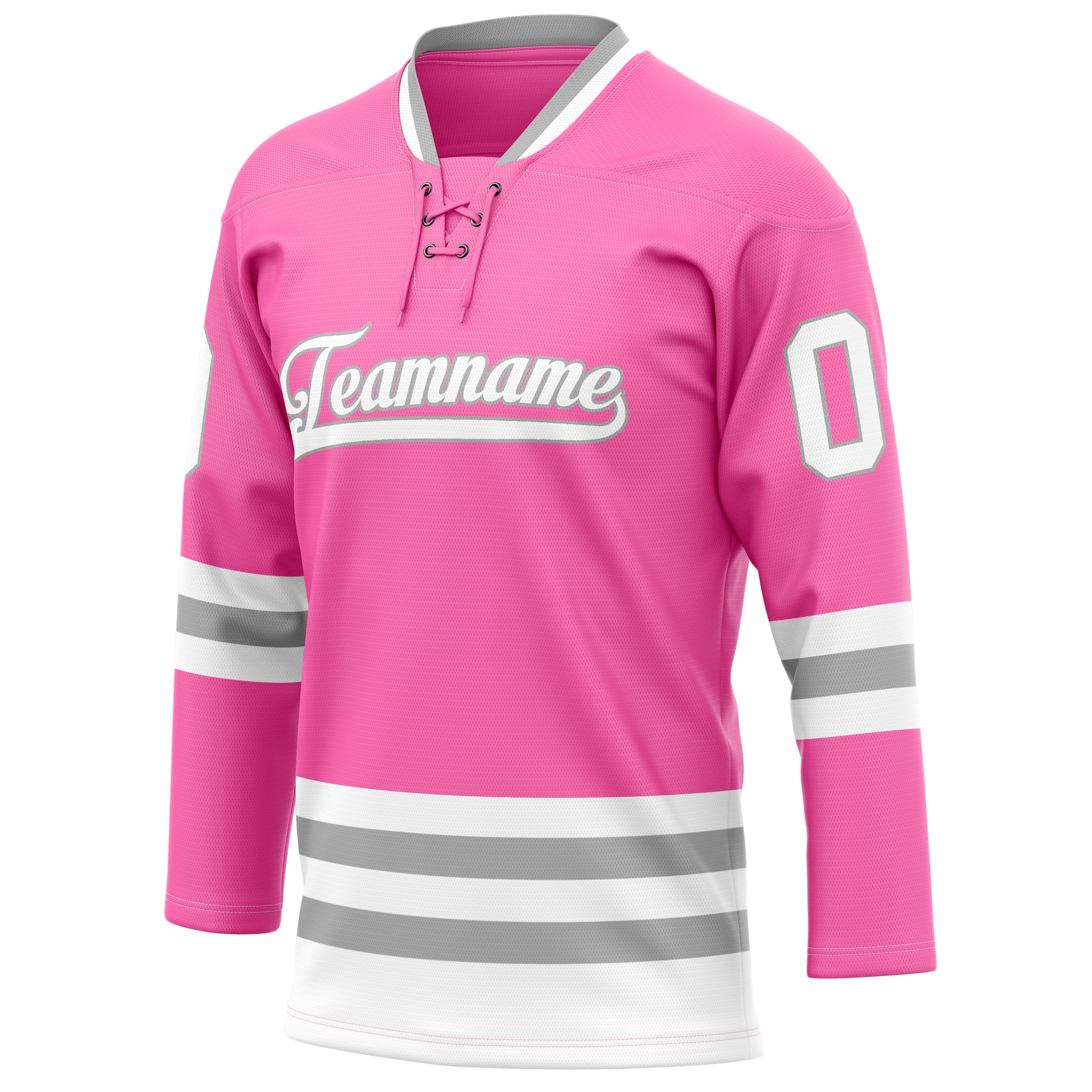 Personalized Pink & Gray Solid Colour Hockey Jersey