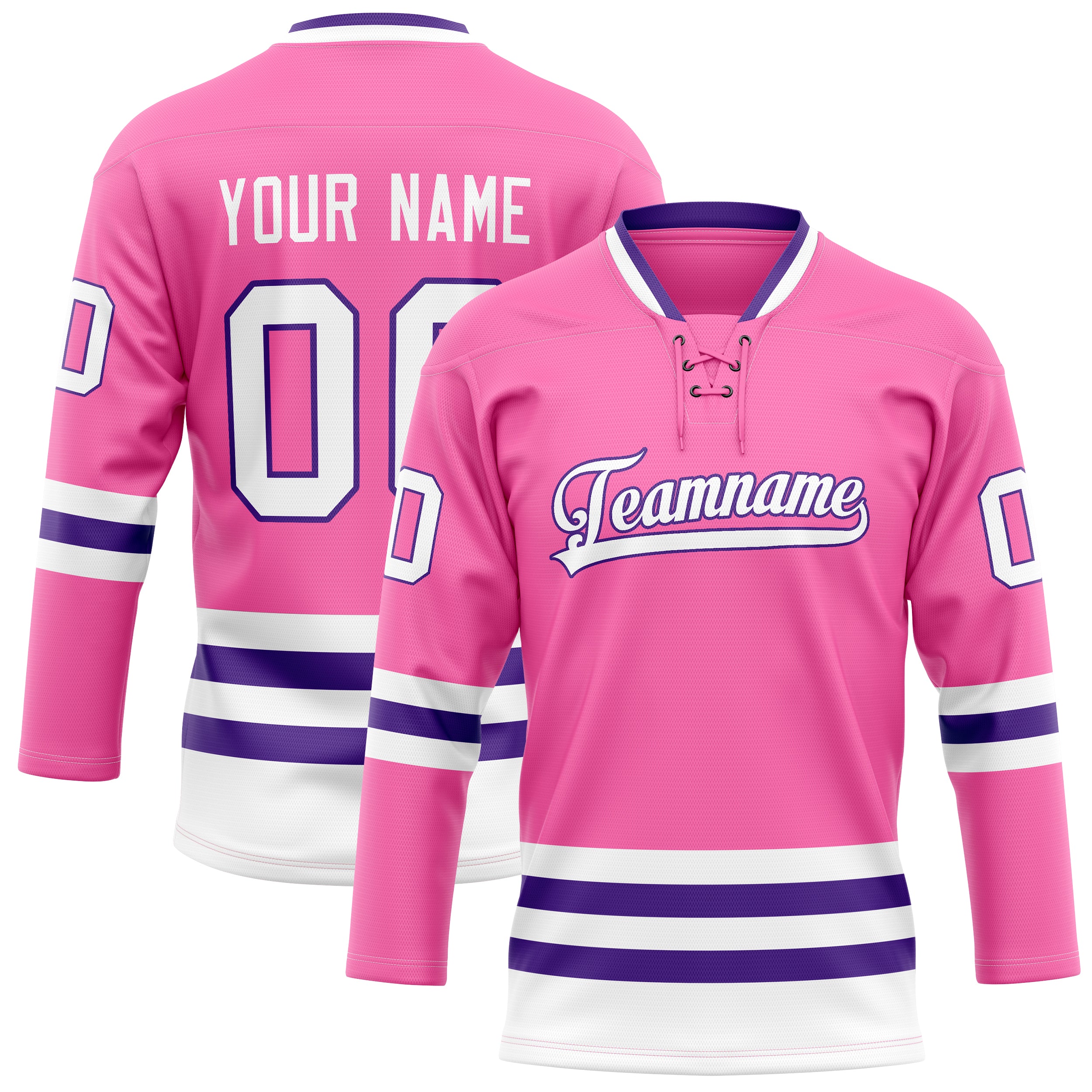 Personalized Pink & Purple Solid Colour Hockey Jersey