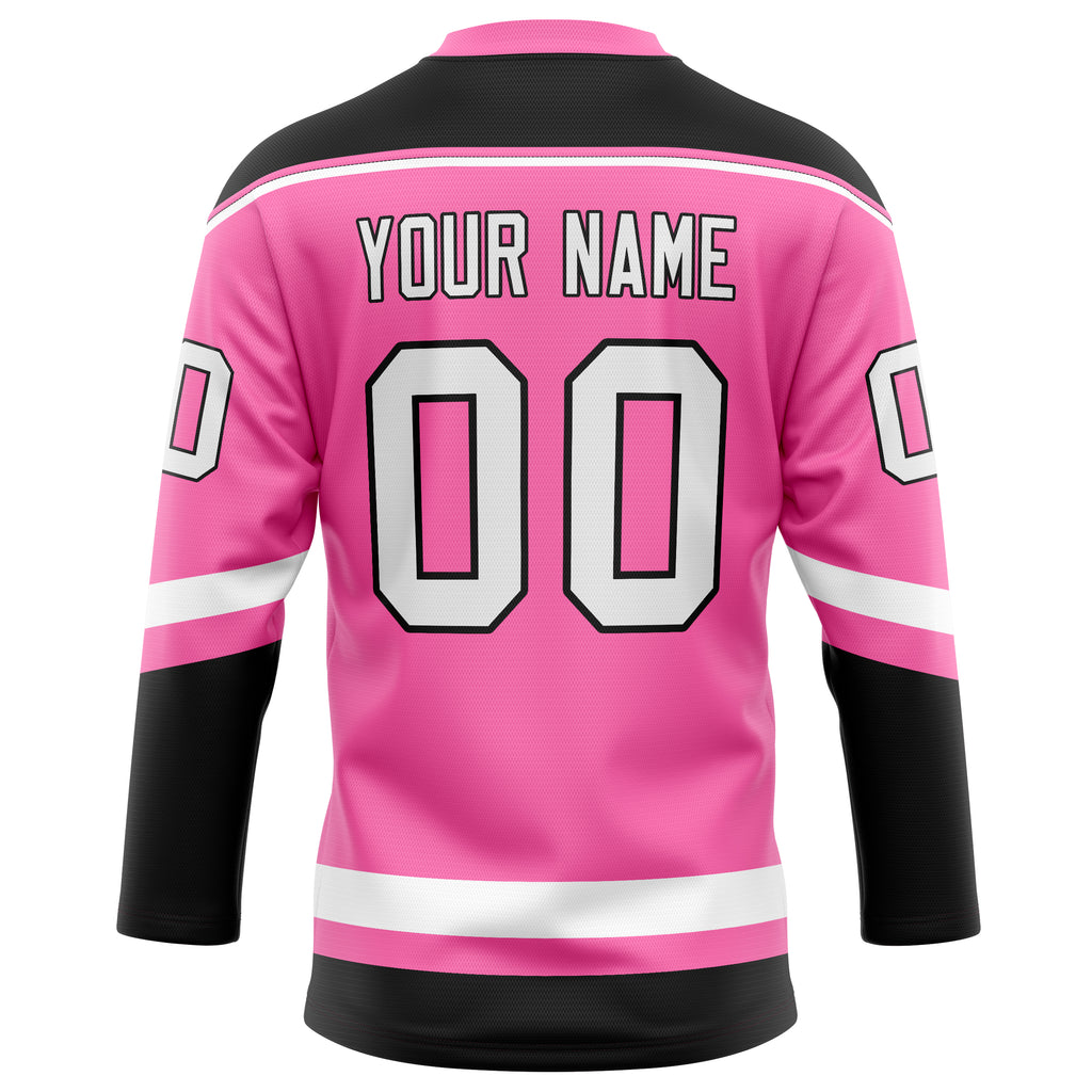 Personalized Pink & Black Solid Colour Hockey Jersey