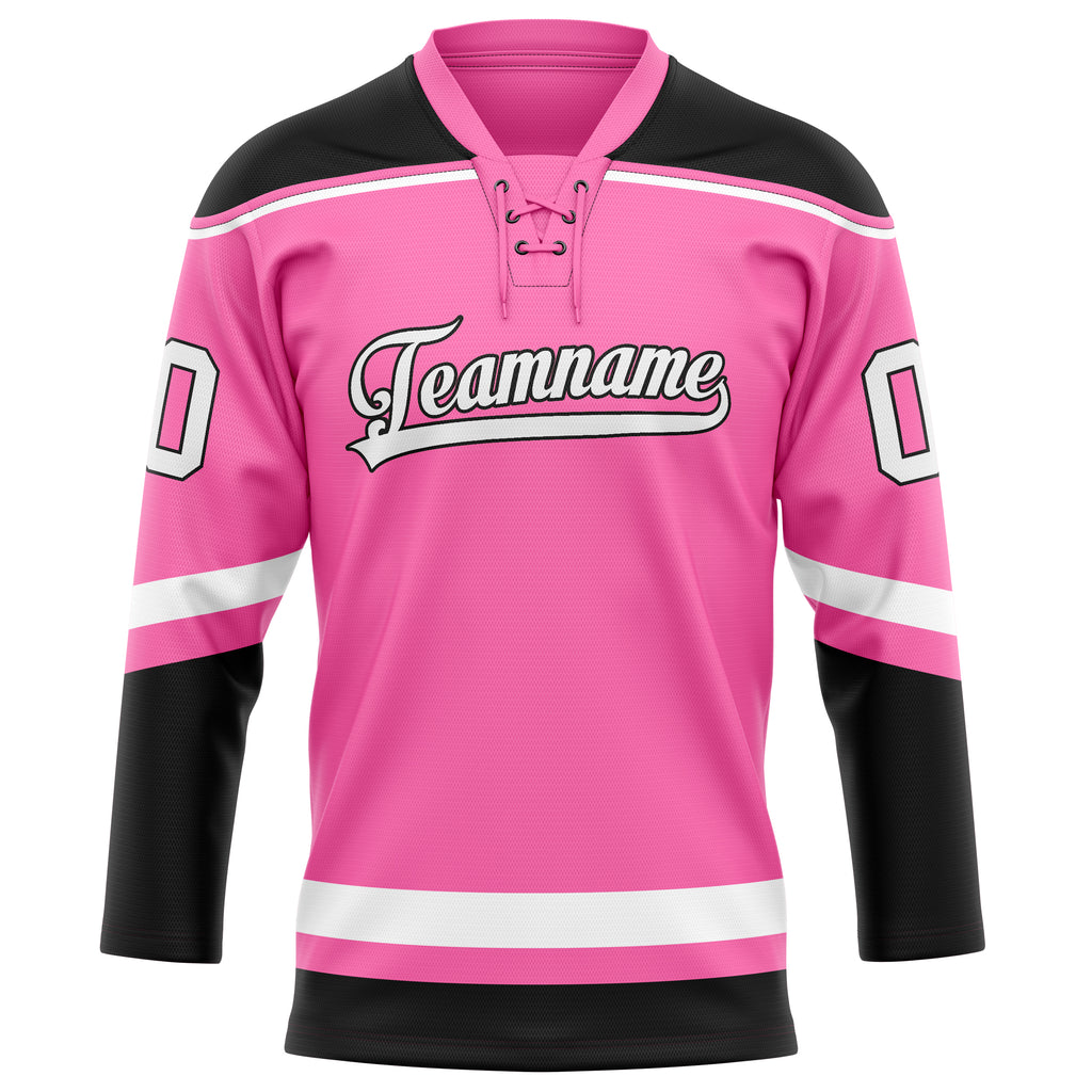 Personalized Pink & Black Solid Colour Hockey Jersey