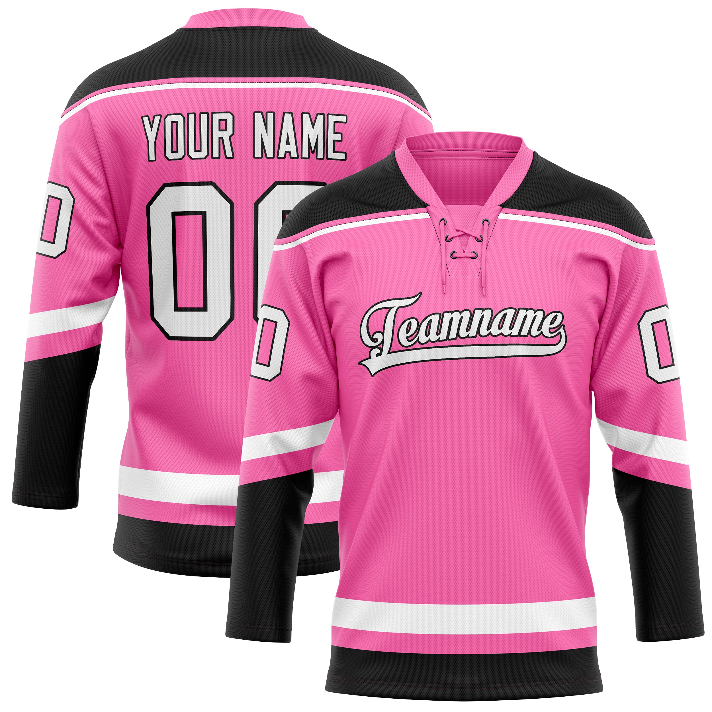 Personalized Pink & Black Solid Colour Hockey Jersey