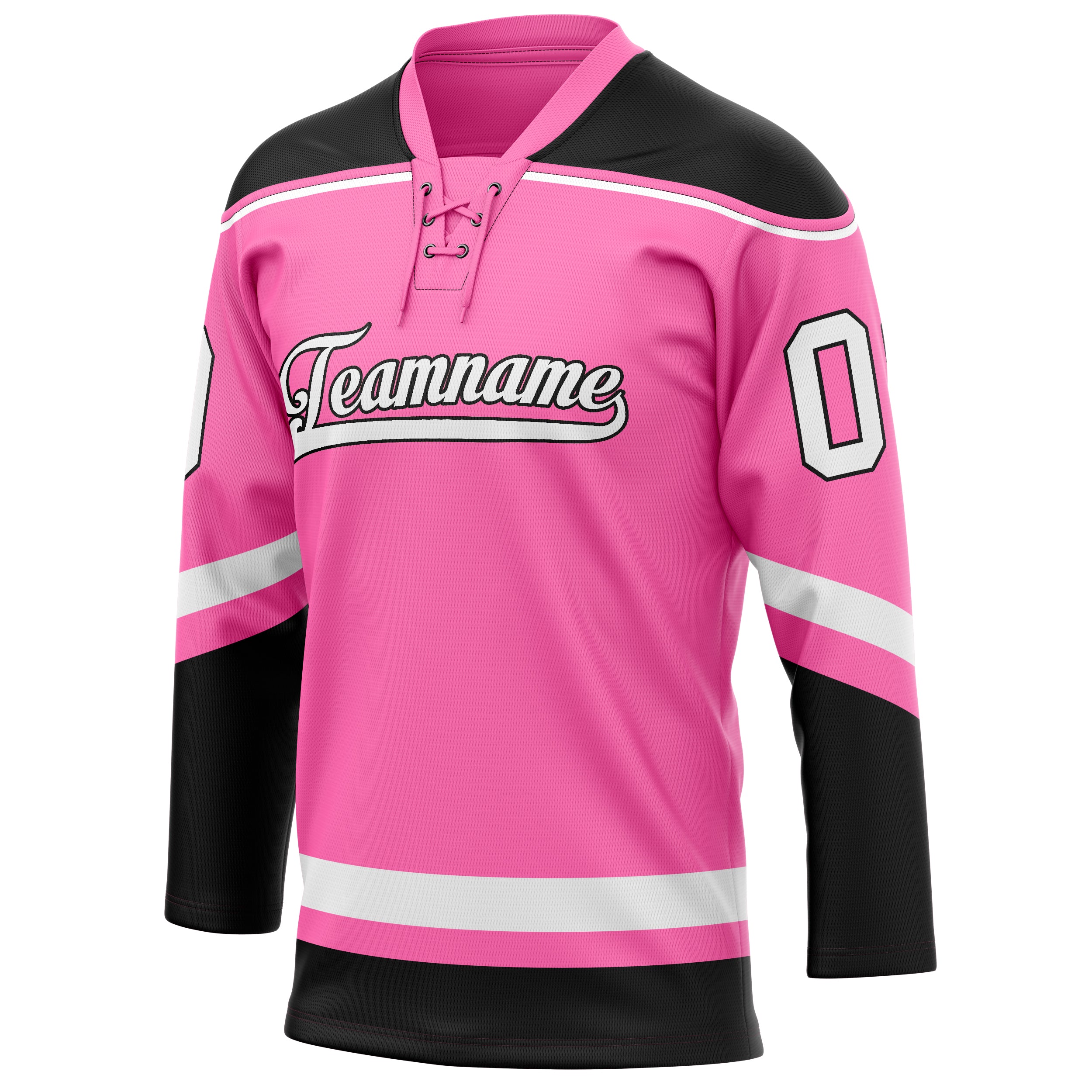 Personalized Pink & Black Solid Colour Hockey Jersey