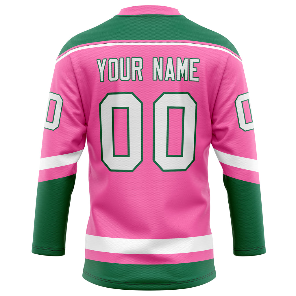 Personalized Pink & Kelly Green Solid Colour Hockey Jersey